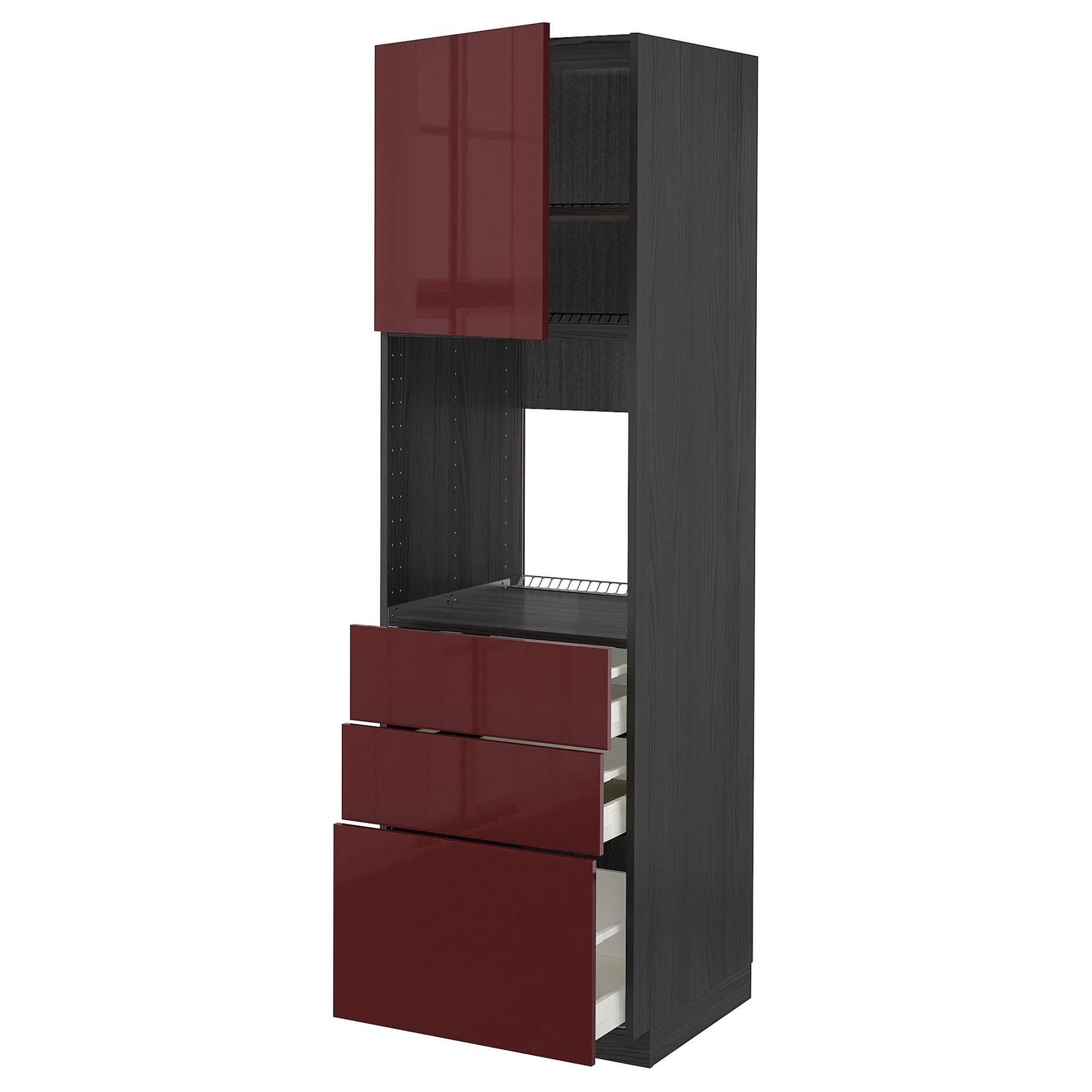 METOD/MAXIMERA, high cabinet for oven with door/3 drawers, 60x60x200 cm, 694.523.77