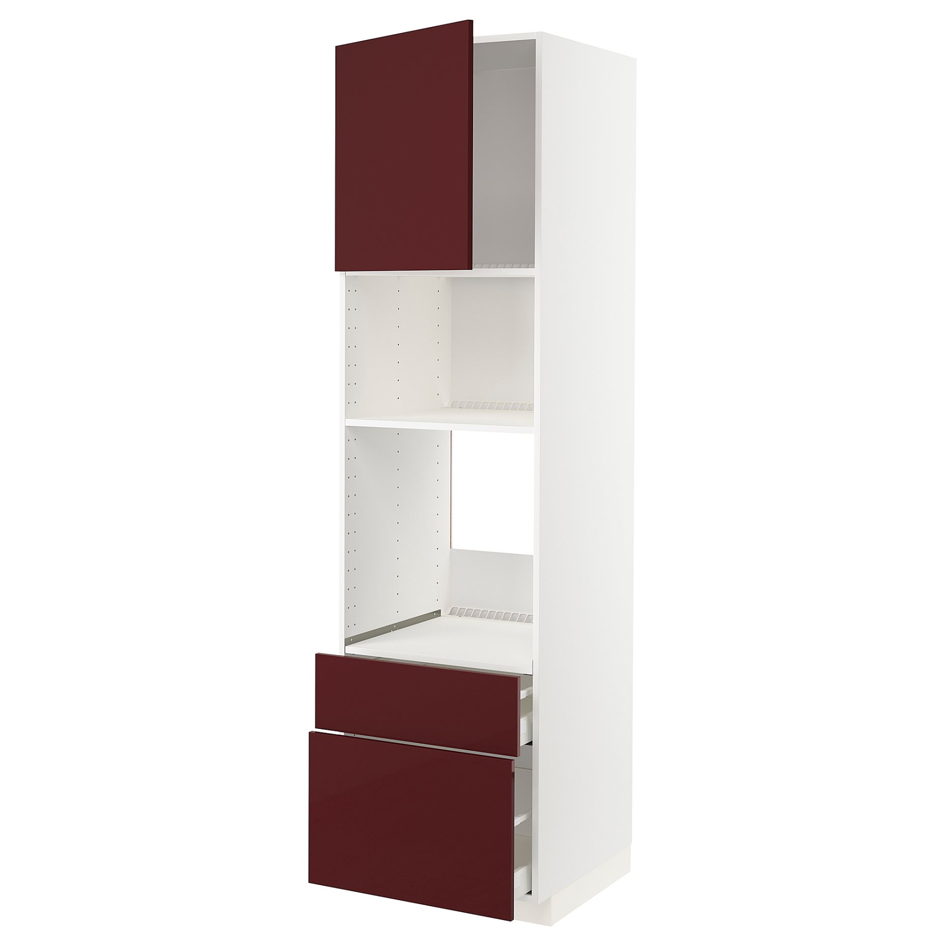METOD, high cabinet for oven/microwave with door/2 drawers, 60x60x220 cm, 694.615.84
