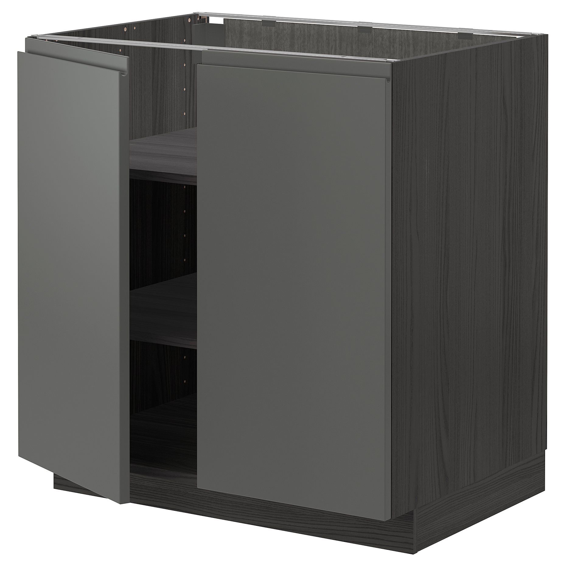 METOD, base cabinet with shelves/2 doors, 80x60 cm, 694.639.60