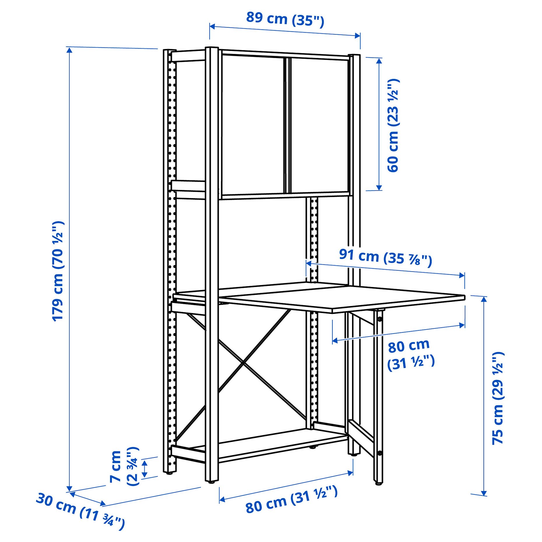 IVAR, 1 μονάδα/πτυσσόμενο τραπέζι/συρόμενη πόρτα, 89x30x179 cm, 694.695.18