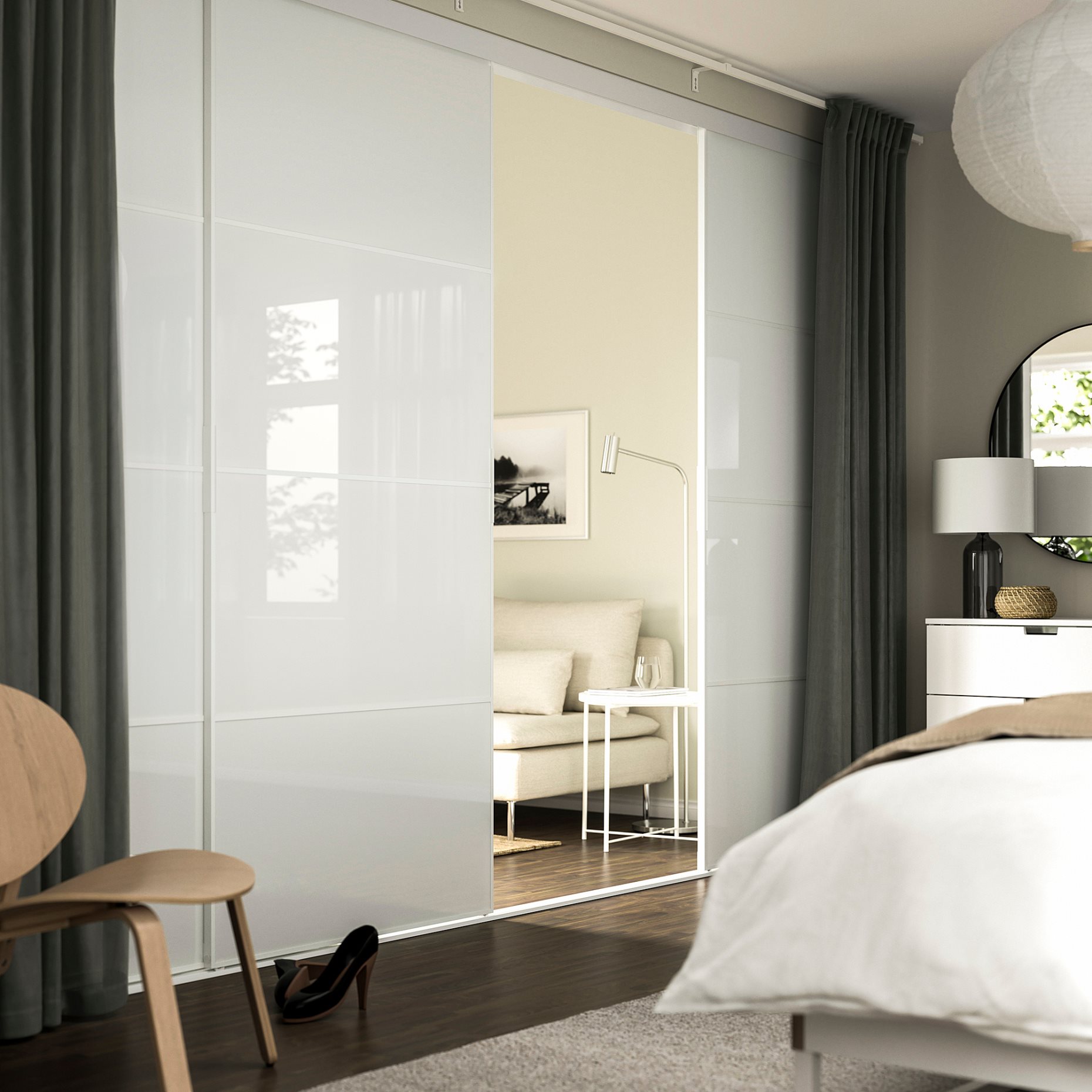 SKYTTA/FARVIK, sliding door combination, 351x240 cm, 694.779.19