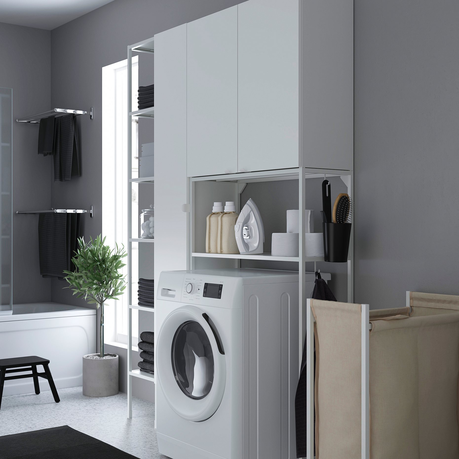 ENHET, storage combination for laundry, 80x32x204 cm, 694.779.24