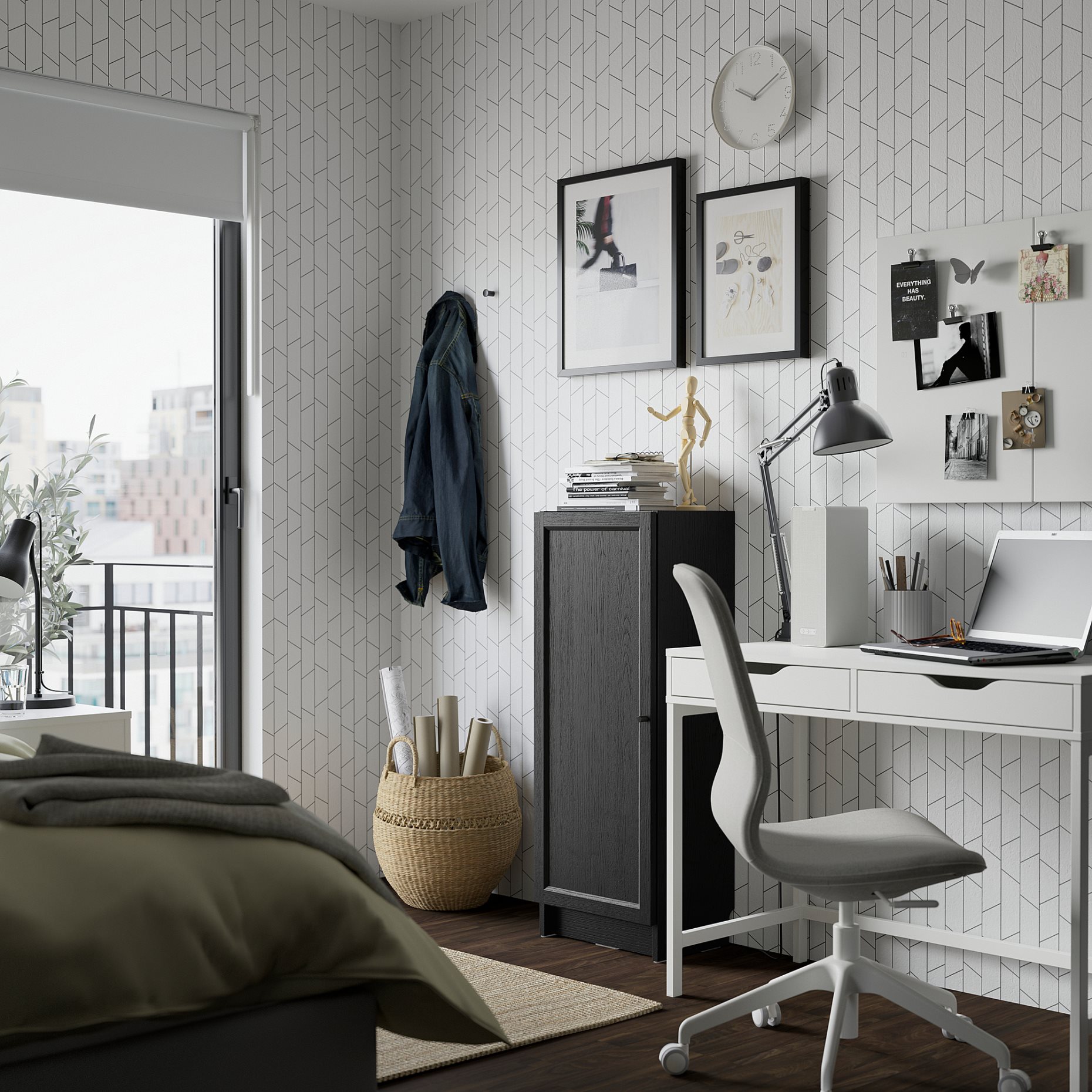 BILLY/OXBERG, βιβλιοθήκη με πόρτα, 40x30x106 cm, 694.832.89