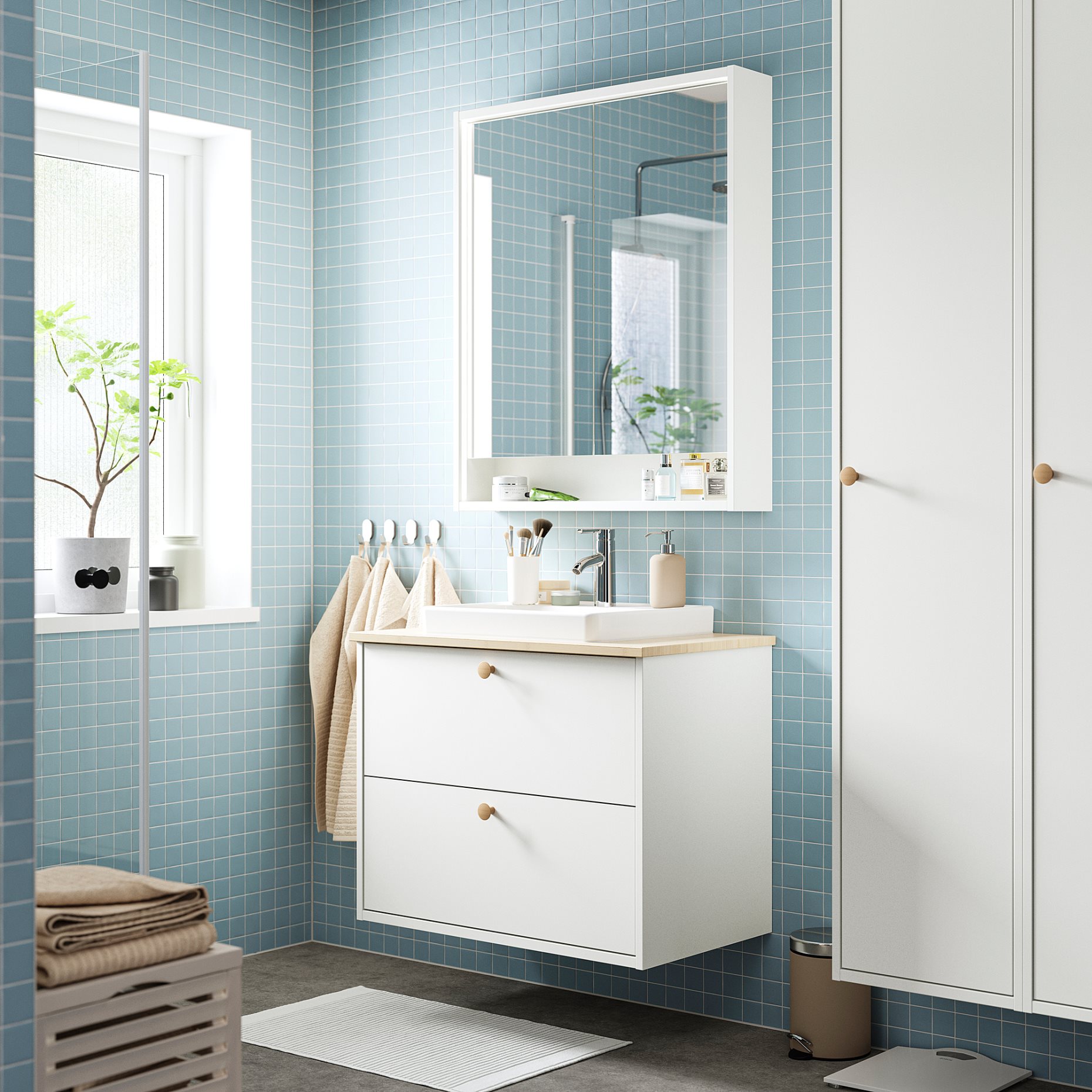 FAXALVEN, mirror cabinet with built-in lighting, 80x15x95 cm, 695.167.13