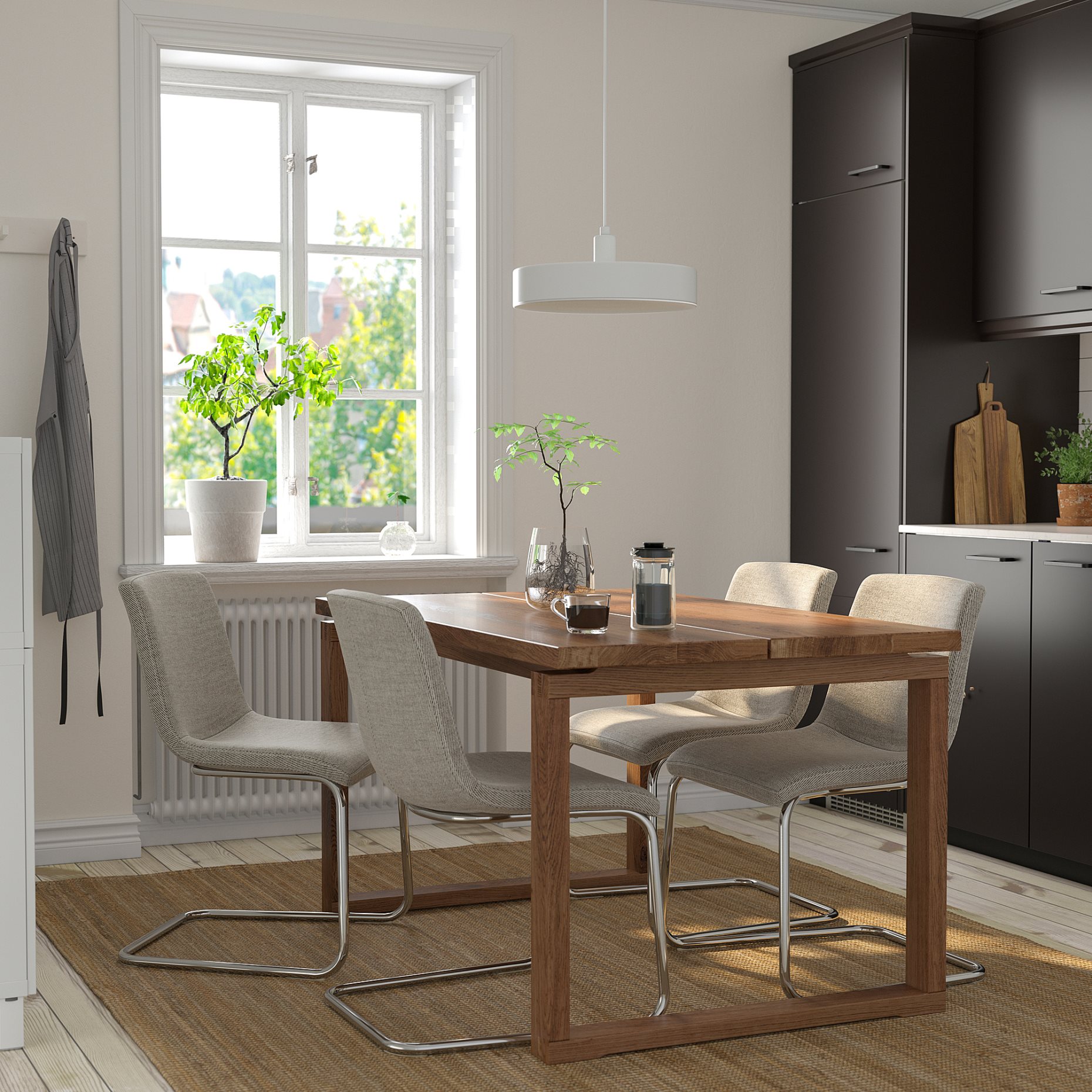 MORBYLANGA/LUSTEBO, table and 4 chairs, 140x85 cm, 695.235.20