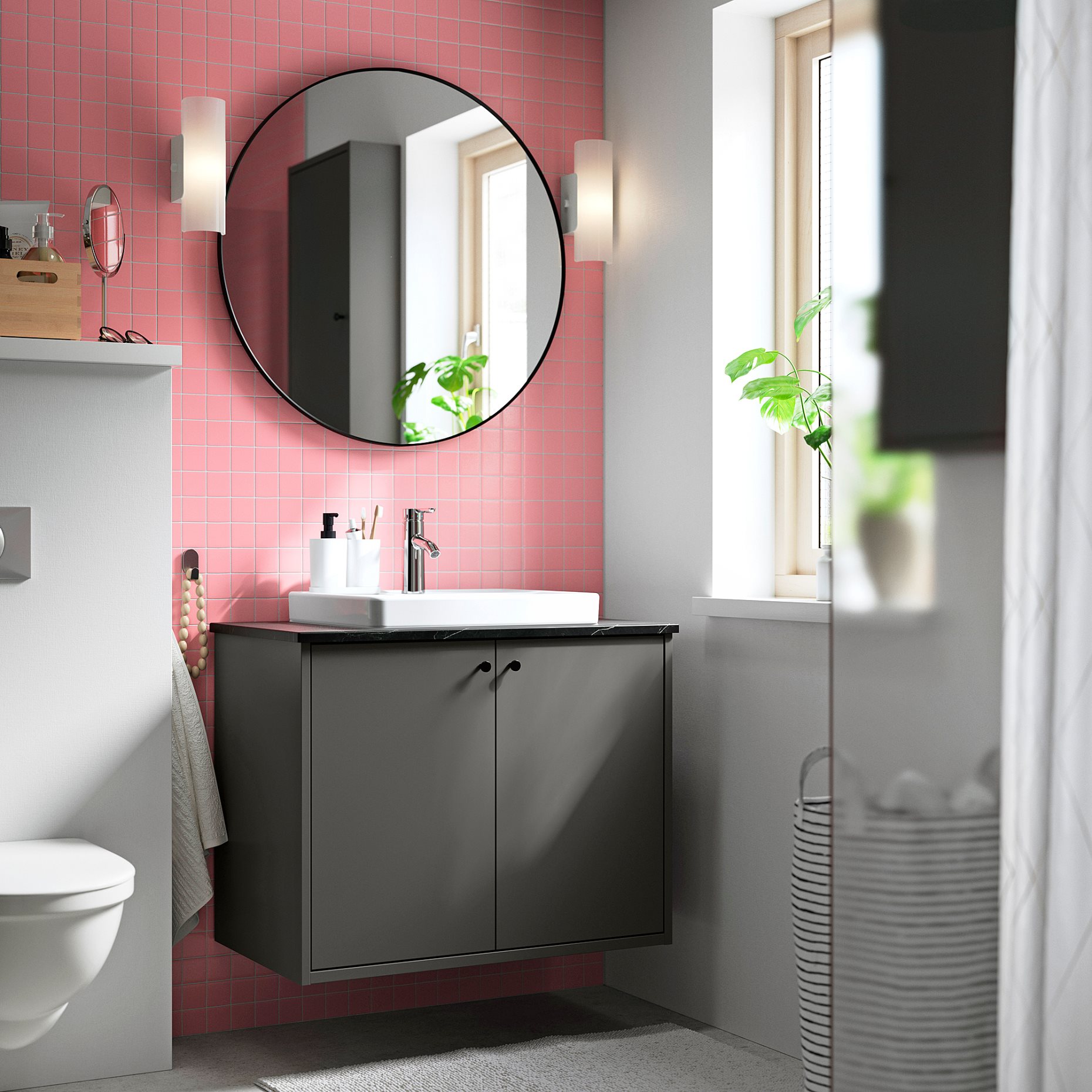 HAVBACK/ORRSJON, βάση νιπτήρα με πόρτες/νιπτήρα/μπαταρία, 82x49x71 cm, 695.299.75