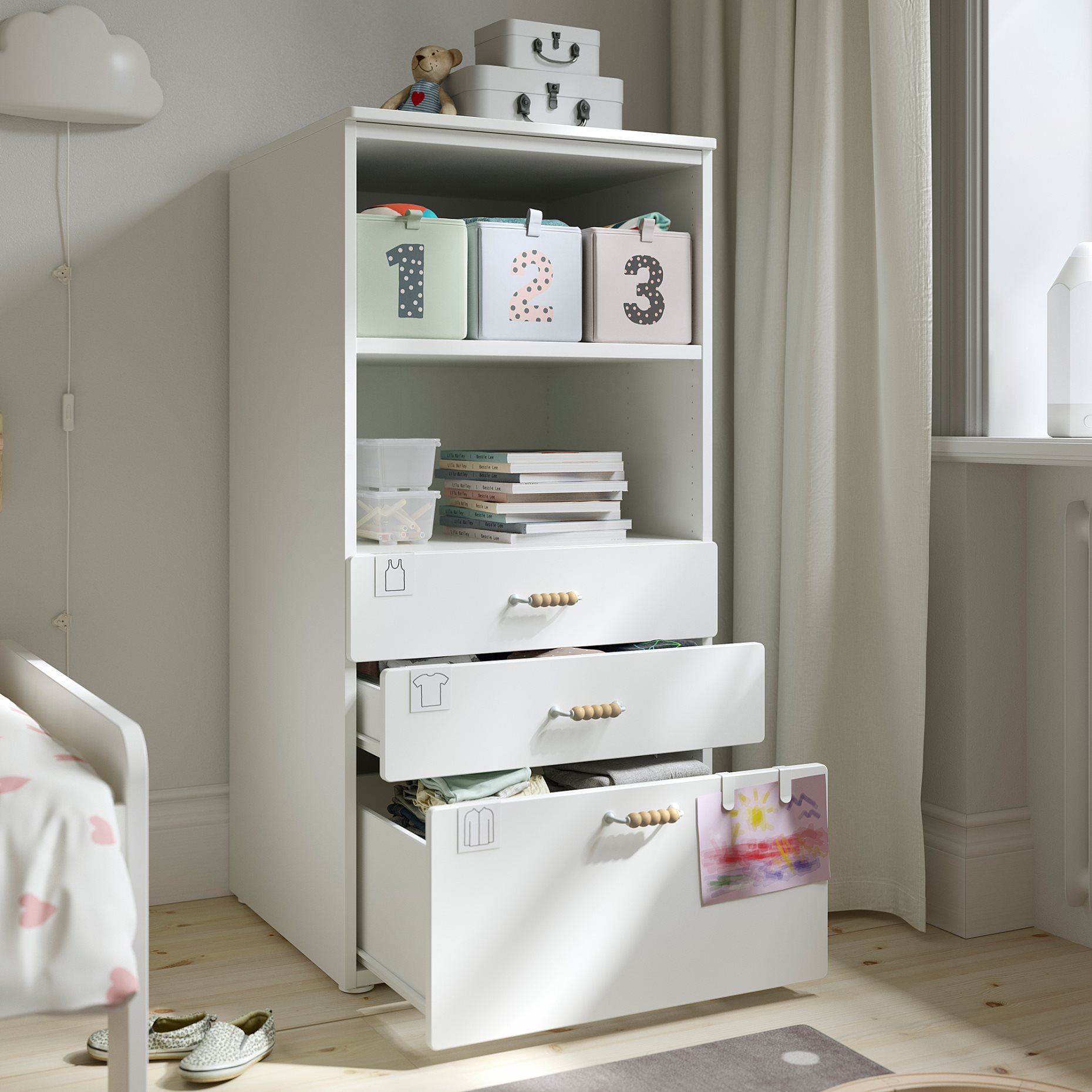 SMASTAD/PLATSA, bookcase with 3 drawers, 60x57x123 cm, 695.446.69