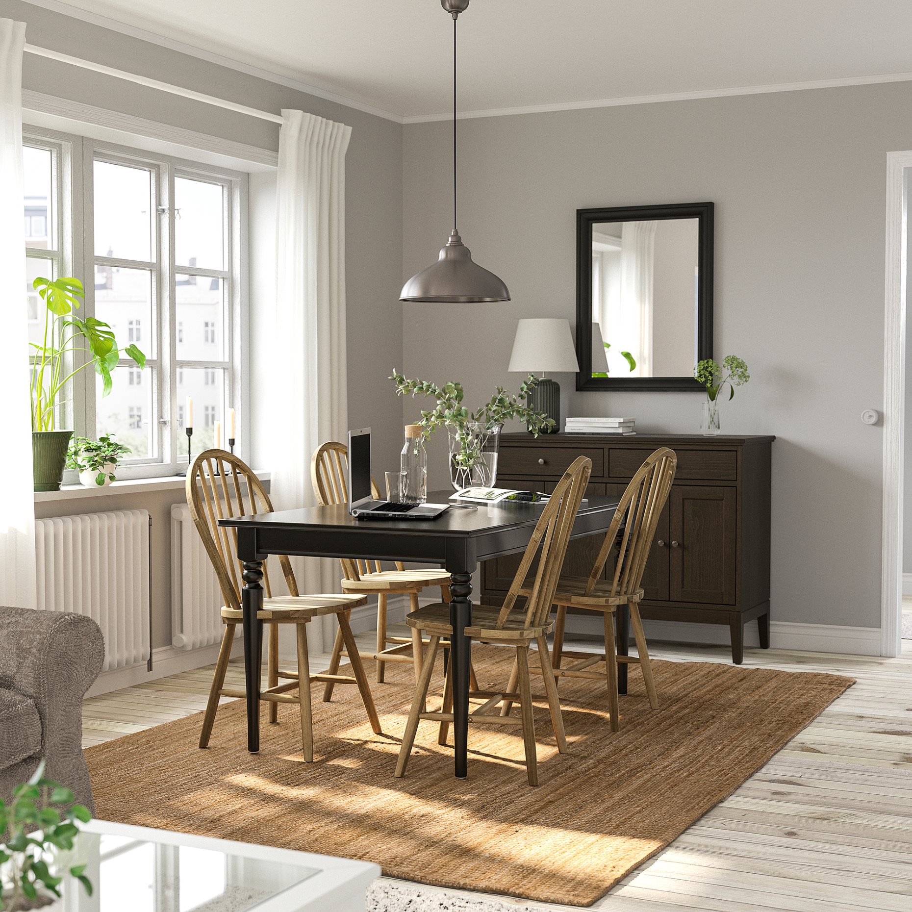 INGATORP/SKOGSTA, table and 4 chairs, 155/215 cm, 695.451.93