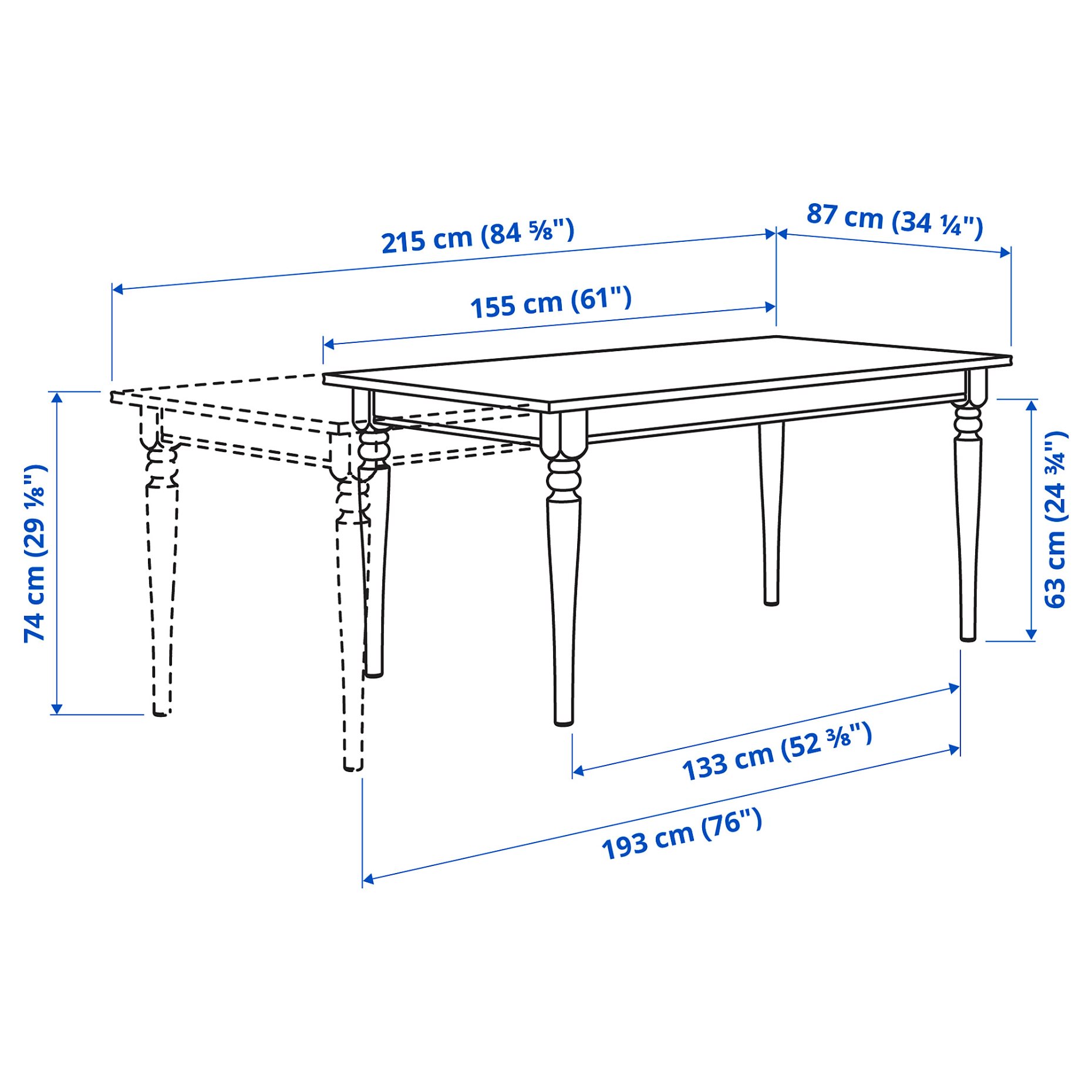 INGATORP/SKOGSTA, table and 4 chairs, 155/215 cm, 695.451.93