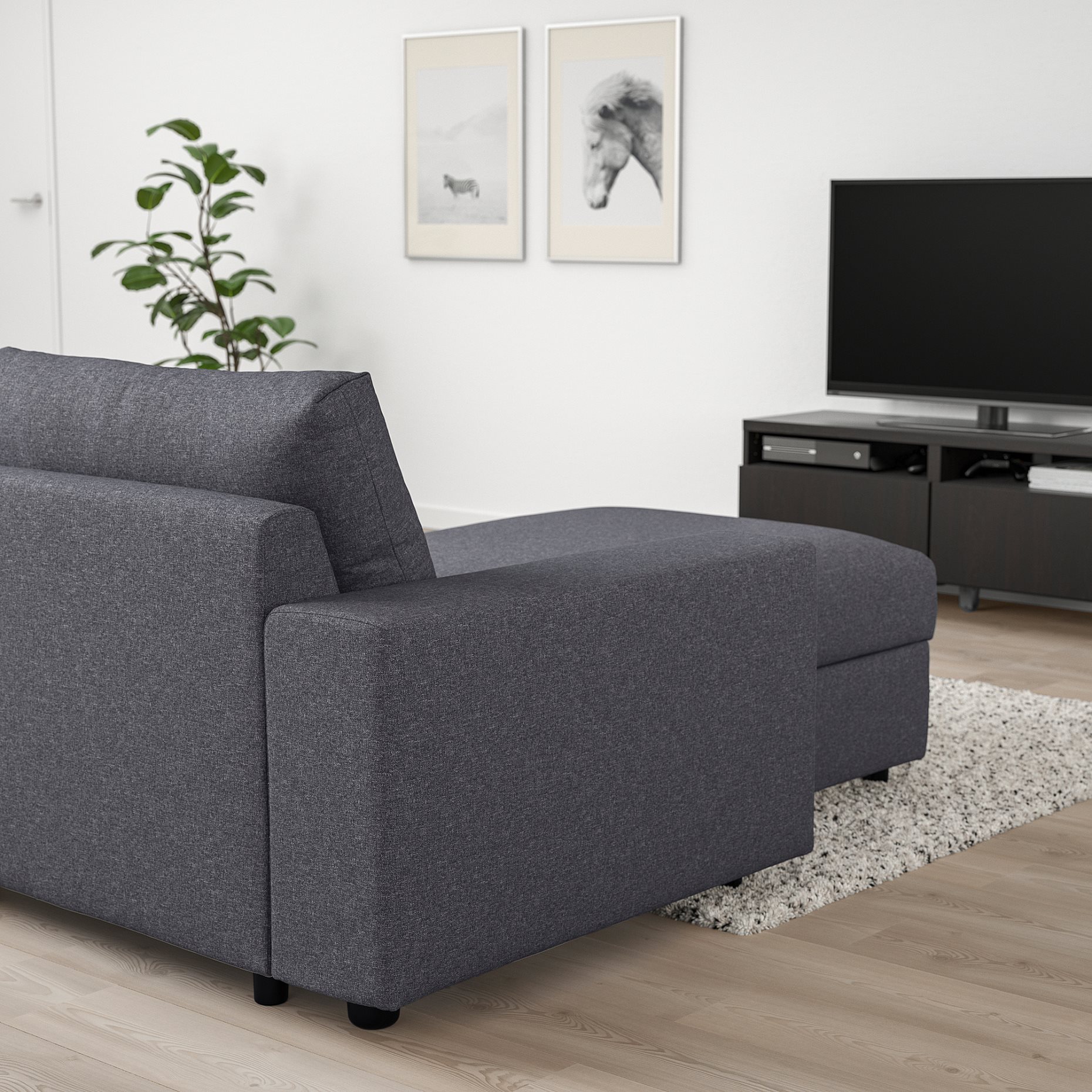VIMLE, 3-seat sofa-bed with wide armrests and chaise longue, 695.452.87