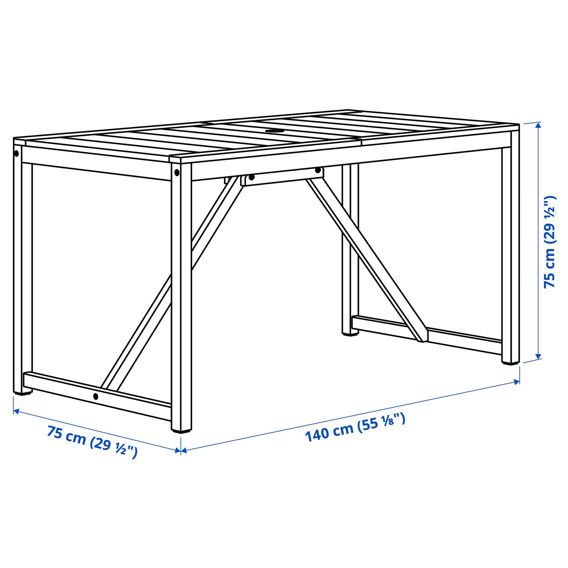 NÄMMARÖ, table with 4 reclining chairs/outdoor, 140x75 cm, 695.752.60