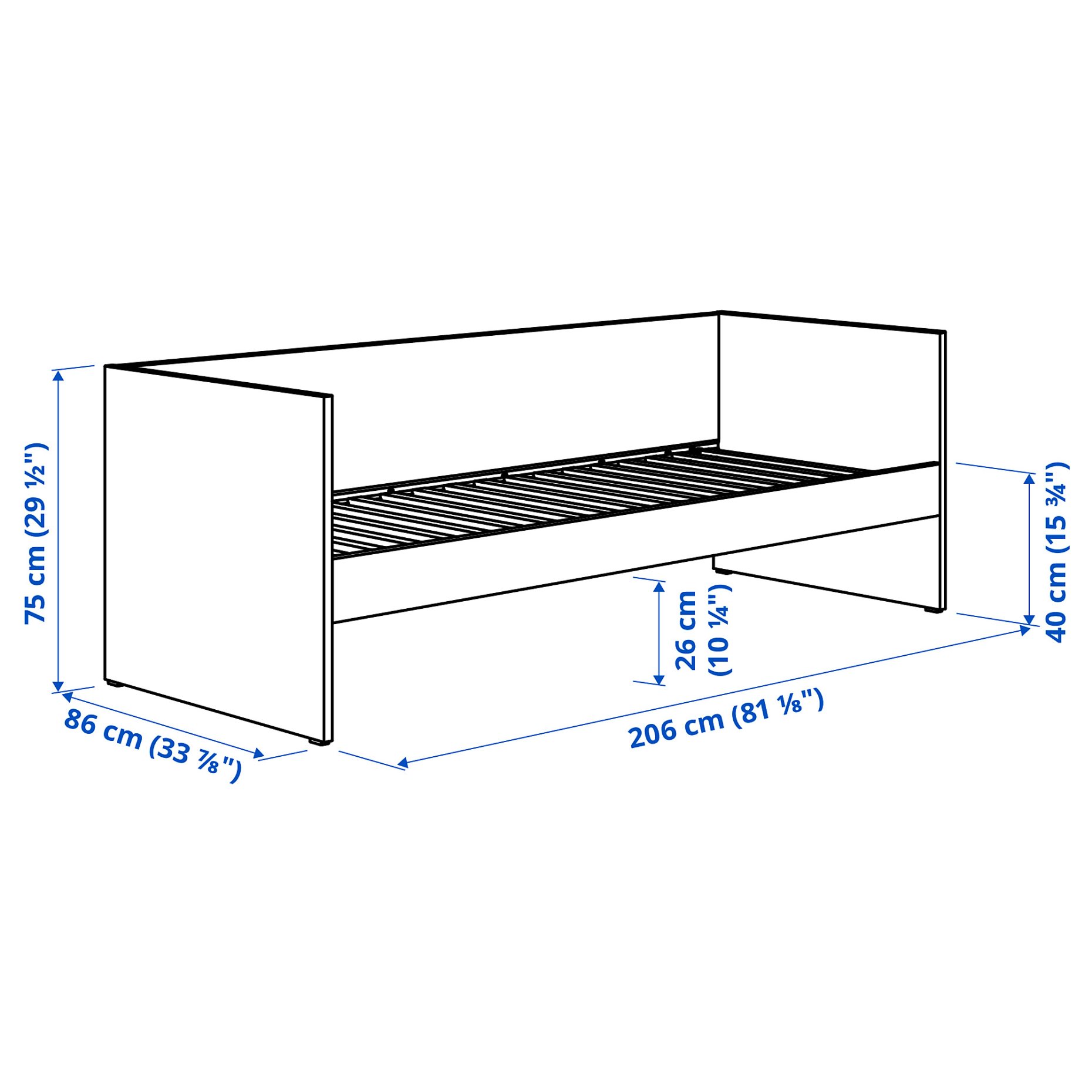 VIHALS, κρεβάτι επισκέπτη day bed με 1 στρώμα, 80x200 cm, 695.805.63