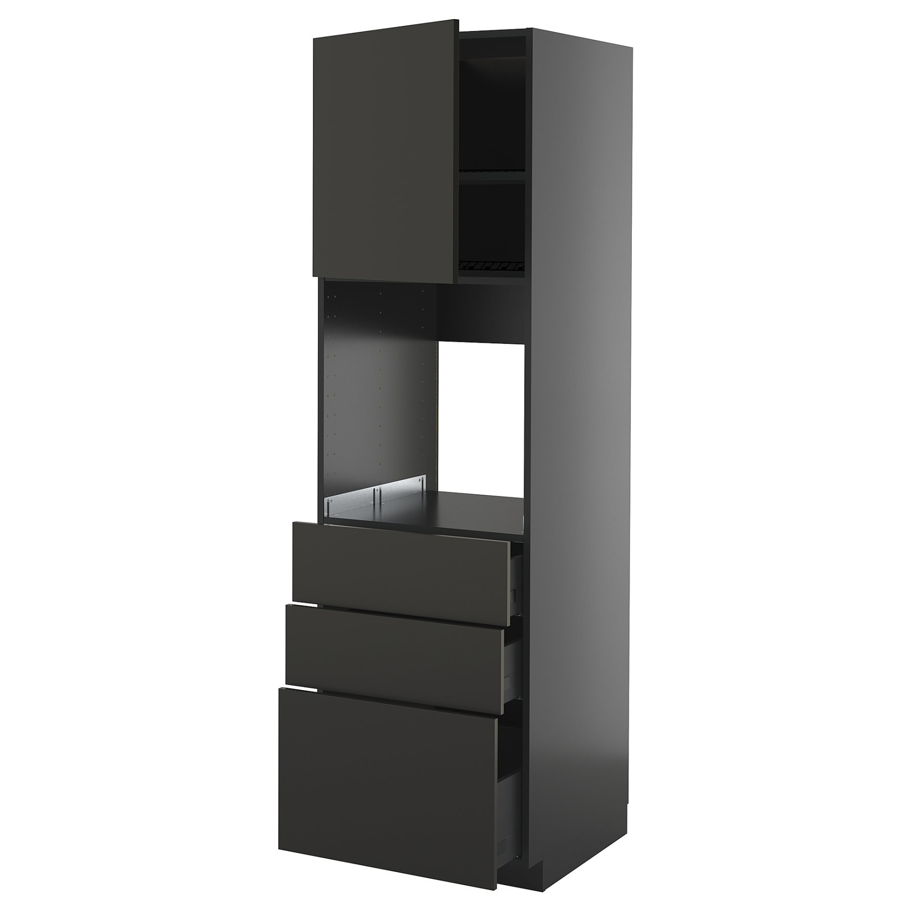 METOD/KNIVSHULT, ψηλό ντουλάπι για φούρνο με πόρτα/3 συρτάρια, 60x60x200 cm, 695.898.08