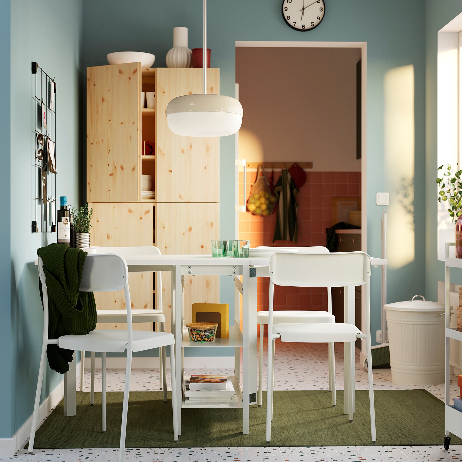 VIHALS, gateleg table and 4 chairs, 39/95/151x90 cm, 695.899.50