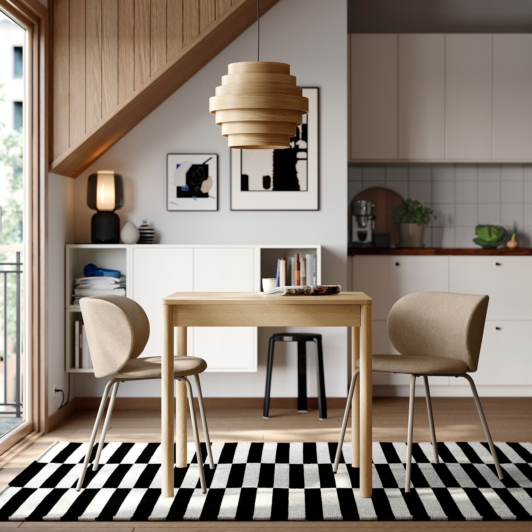 TONSTAD/KRYLBO, τραπέζι και 2 καρέκλες, 80/120x70 cm, 695.966.58