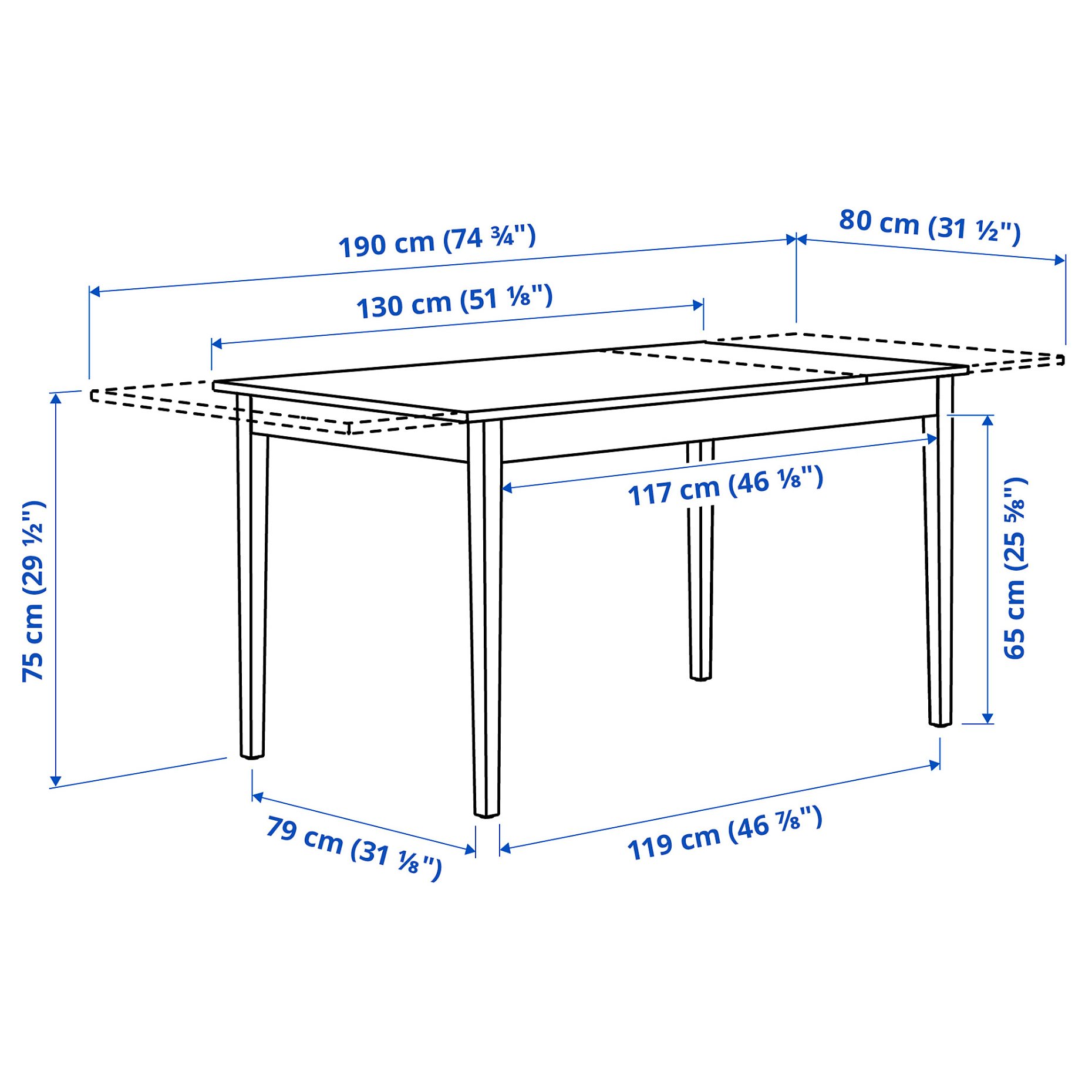 NÄSINGE/BERGMUN, table and 4 chairs, 130/190x80 cm, 695.969.41