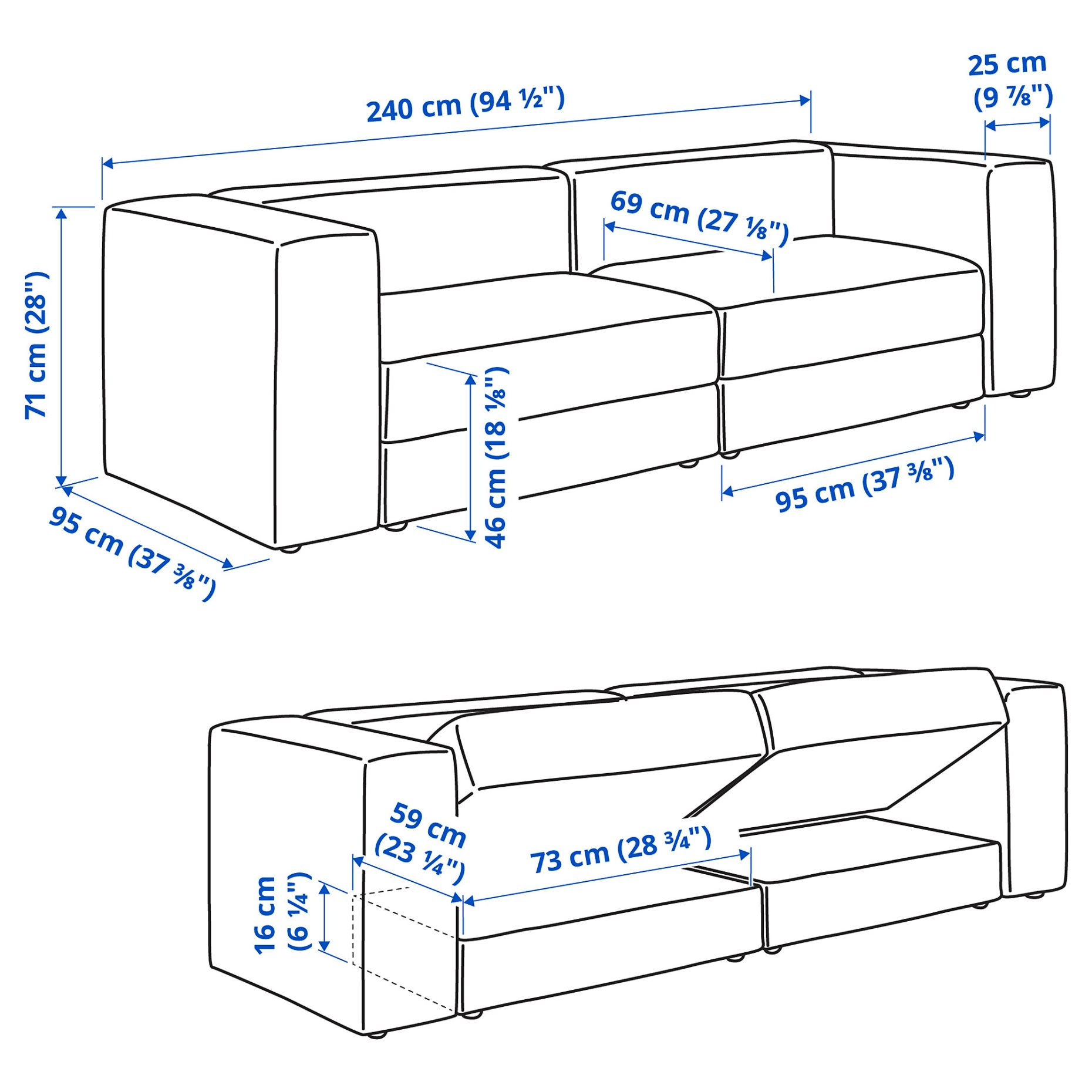 JÄTTEBO, 3-seat modular sofa, 696.083.26