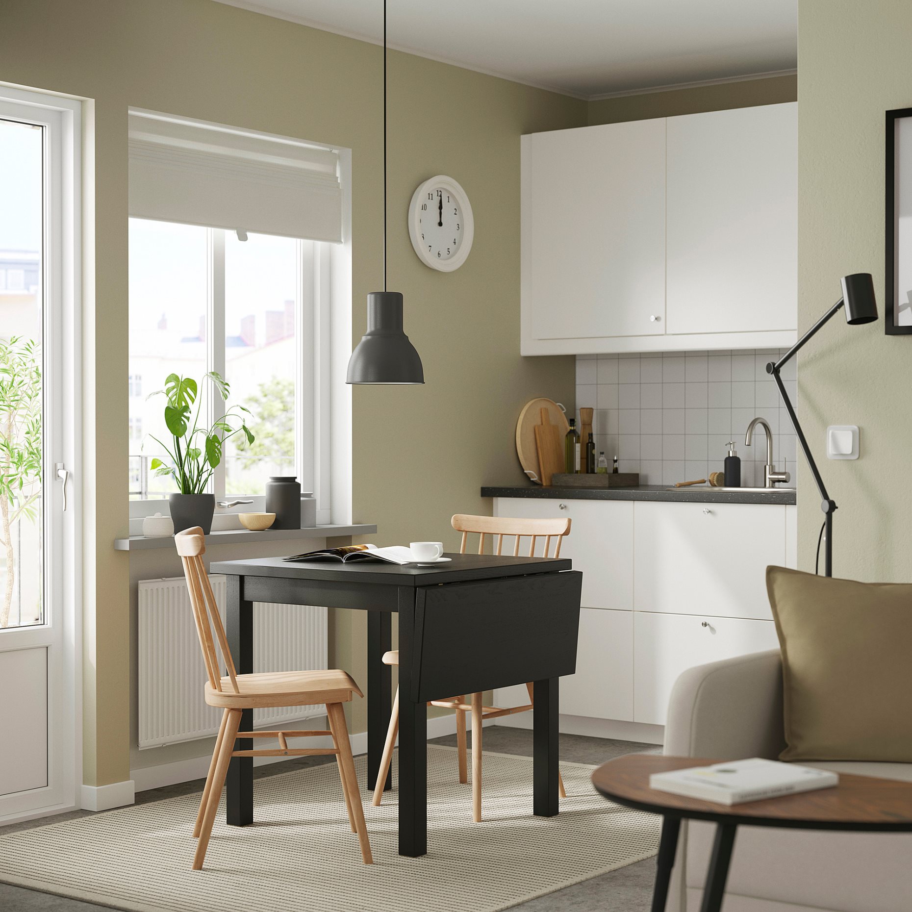 NÄSINGE/HÖGVED, τραπέζι και 2 καρέκλες, 74/104 cm, 696.101.45