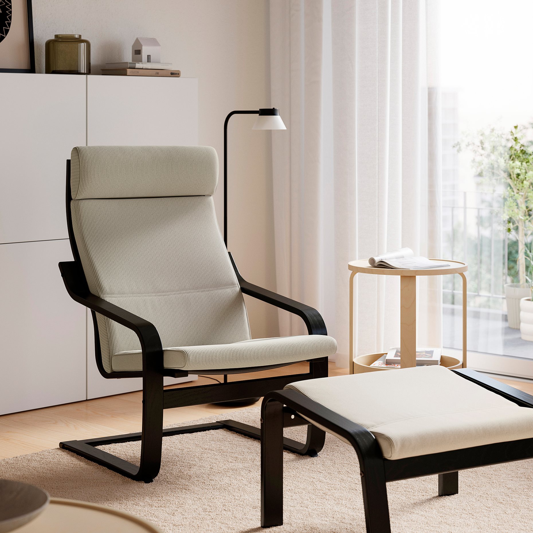 POÄNG, armchair and footstool, 696.256.89