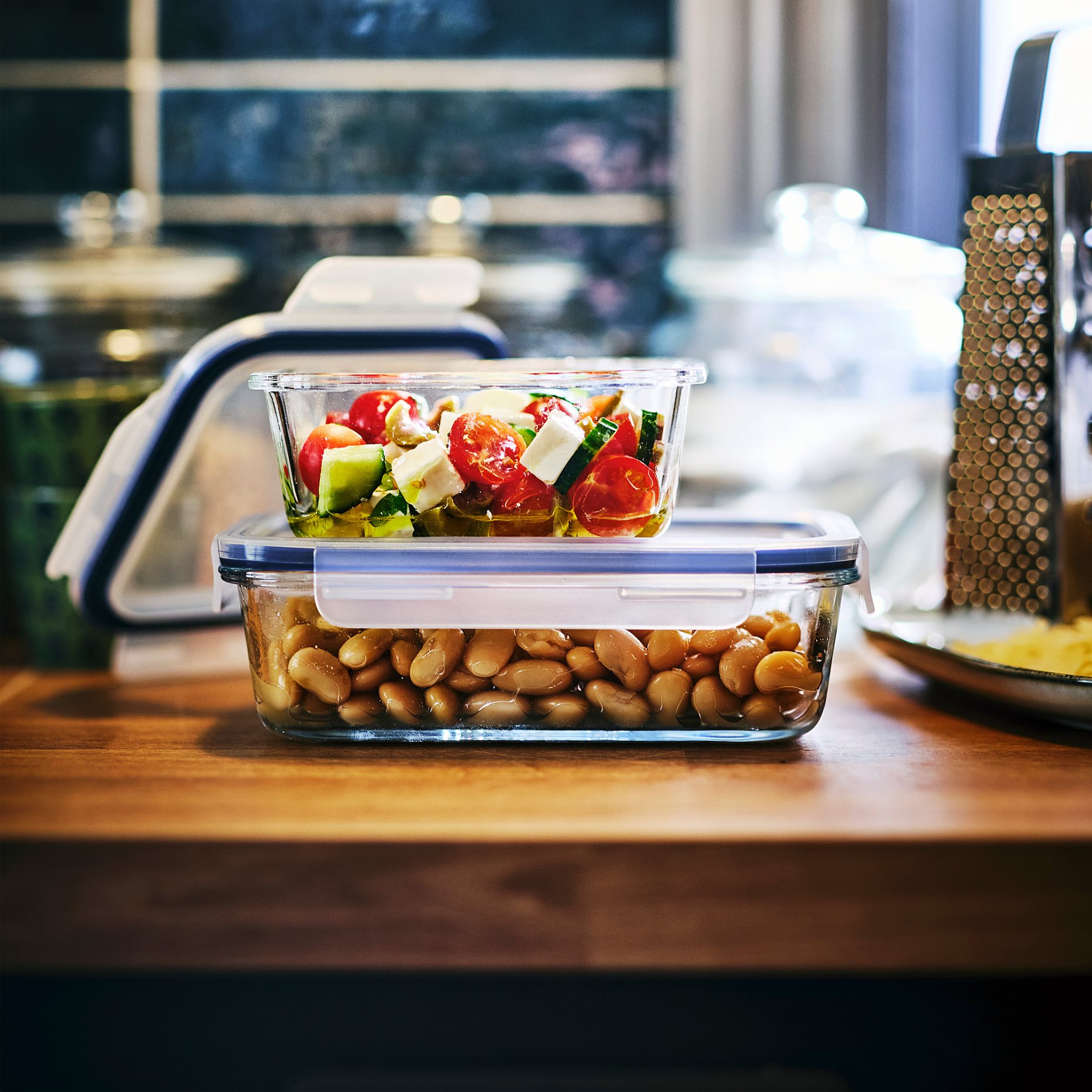 IKEA 365+, δοχείο αποθήκευσης τροφίμων ορθογώνιο/γυαλί, 1.0 l, 703.591.99