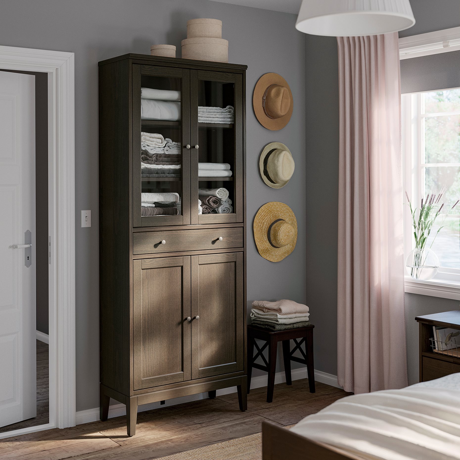 IDANÄS, ντουλάπι-βιτρίνα με 1 συρτάρι, 81x39x211 cm, 704.878.37