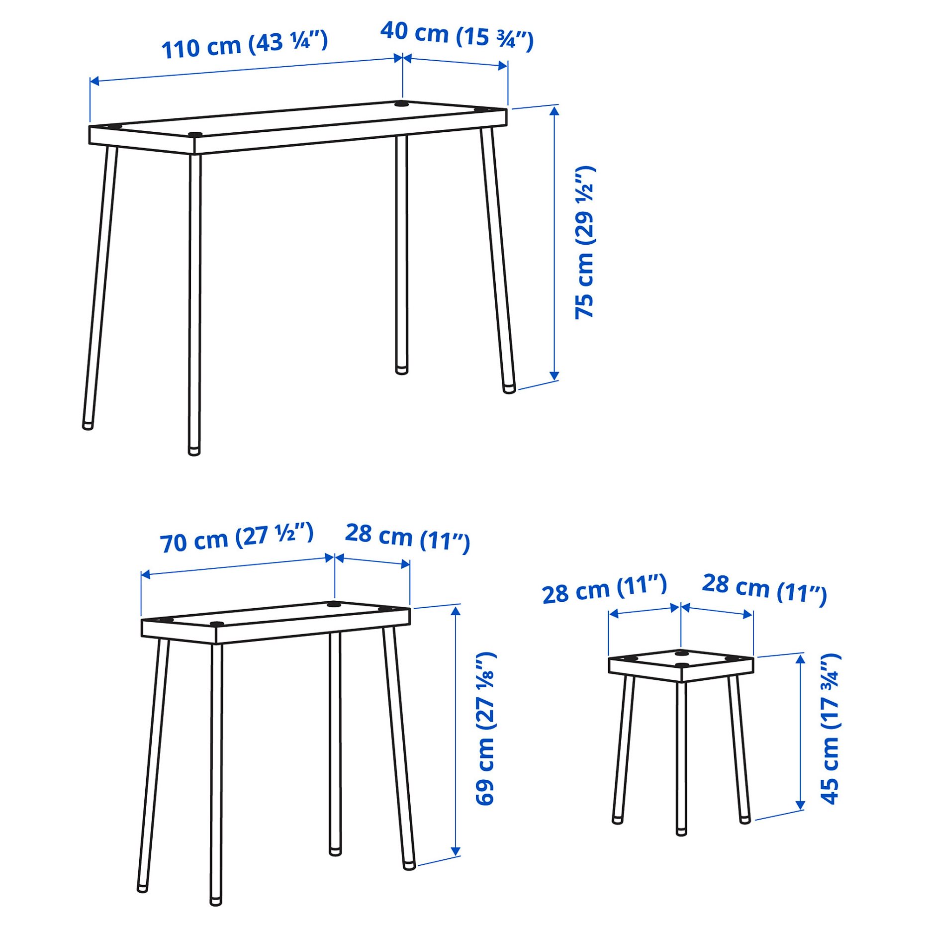 FRIDNÄS, nesting tables with stools set of 4, 705.042.76