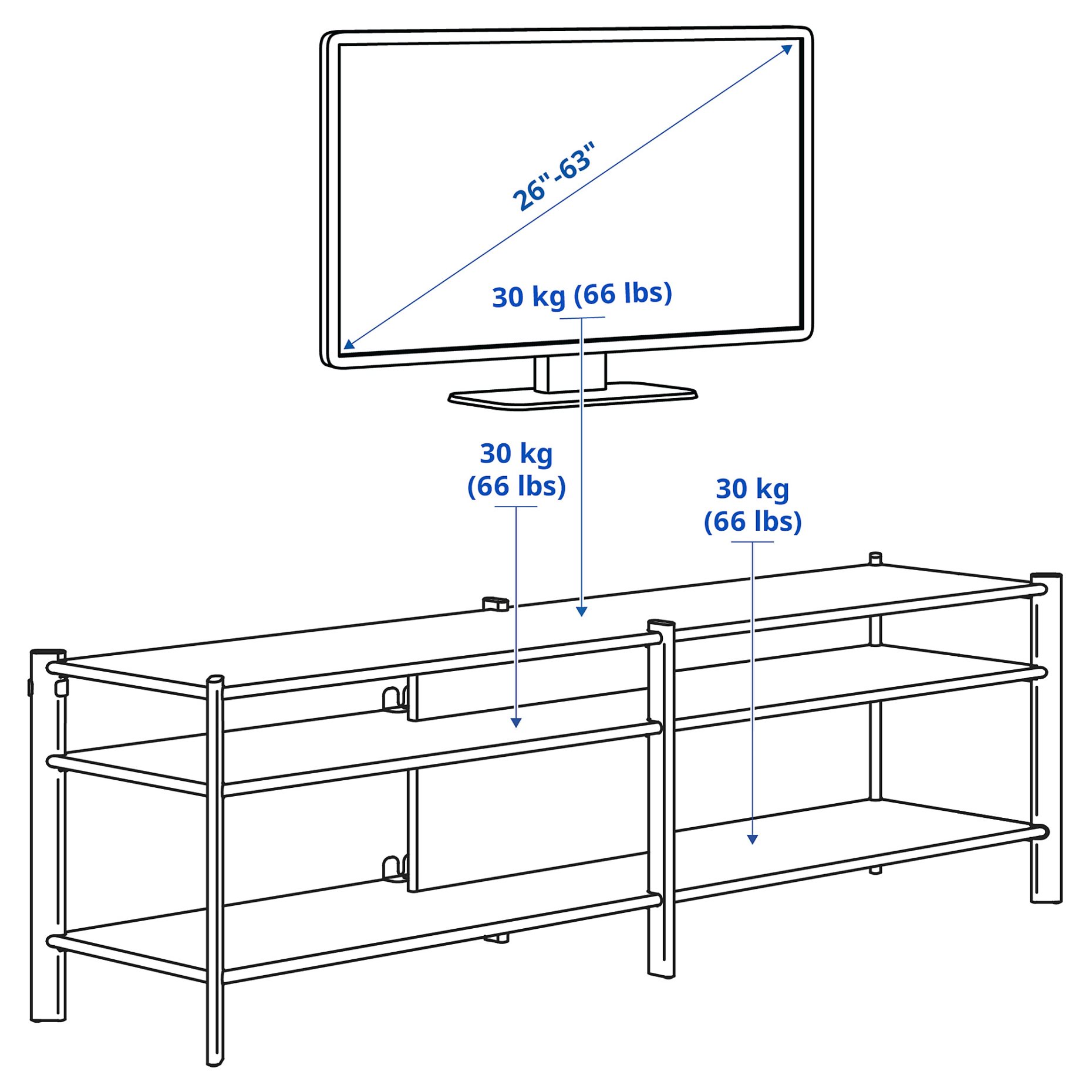 JÄTTESTA, έπιπλο TV, 160x40x49 cm, 705.089.34