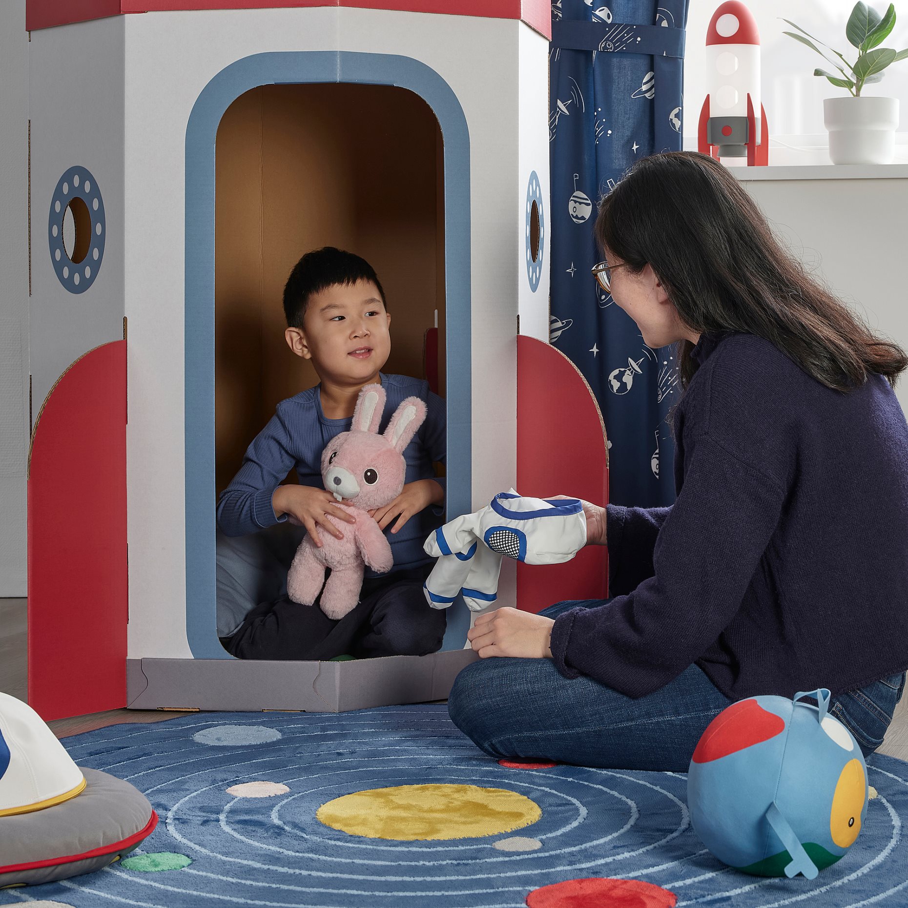 AFTONSPARV, soft toy rabbit with astronaut suit, 28 cm, 705.515.31