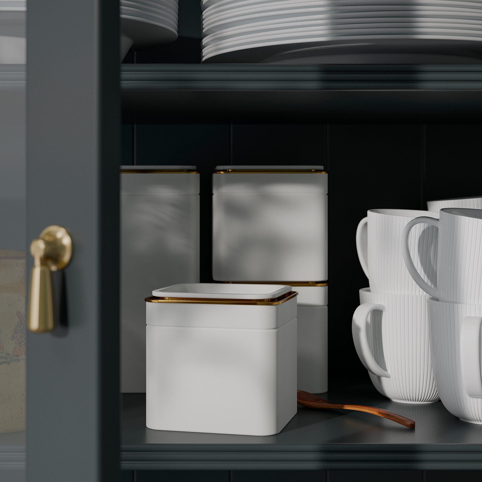 BLOMNING, tin with lid for coffee/tea, 10x10x20 cm, 706.090.23