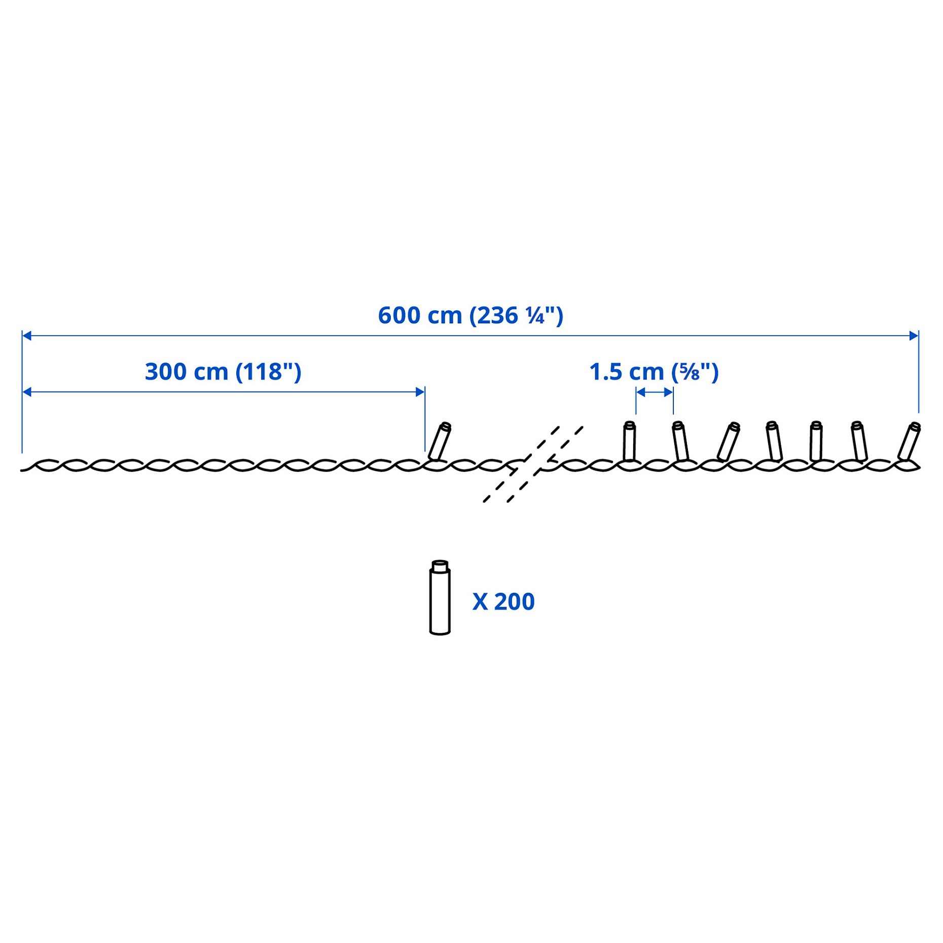 GETKÅL, γιρλάντα φωτισμού με ενσωματωμένο φωτισμό LED/εξωτερικού χώρου, 6 m, 706.094.24