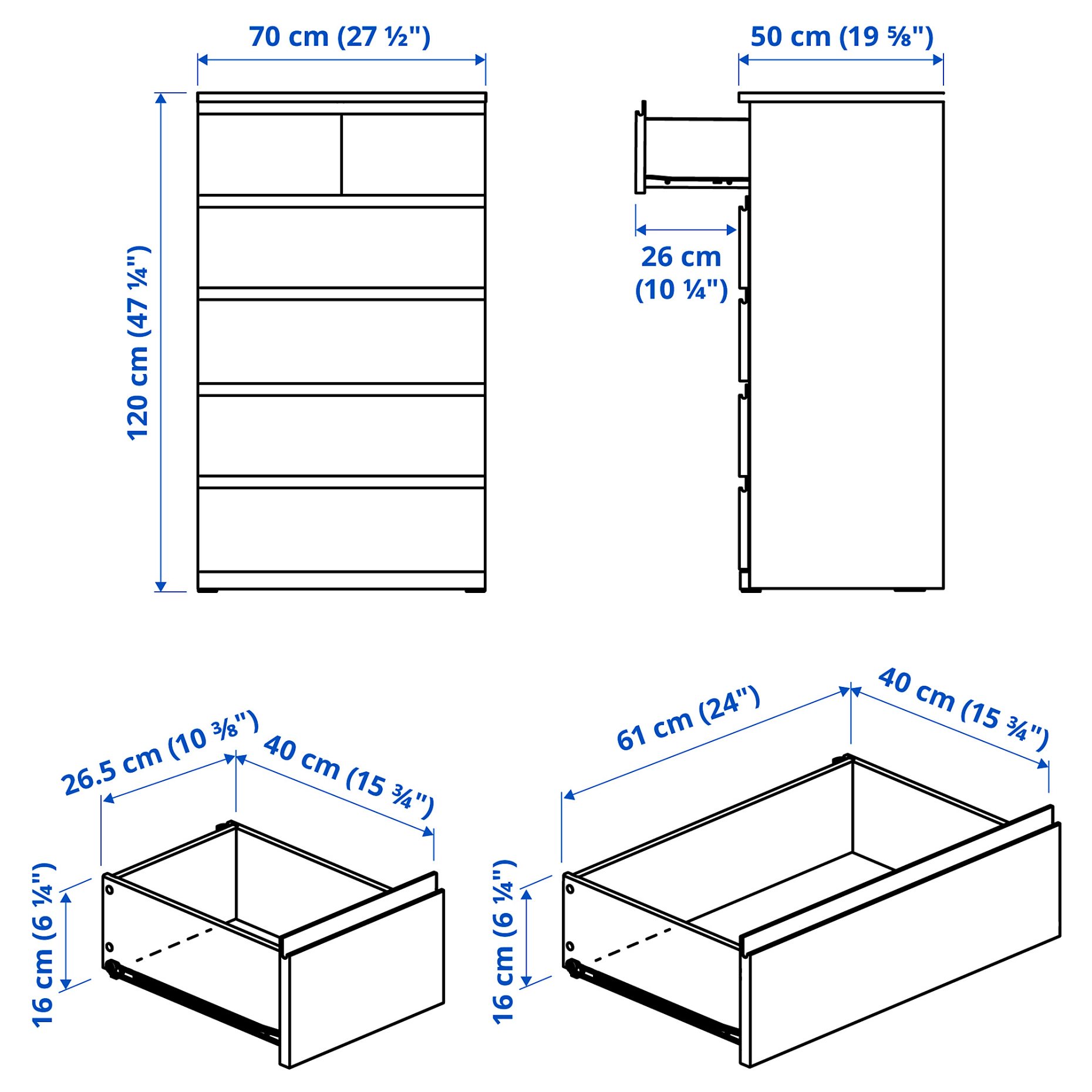 STORKLINTA, chest of 6 drawers,, 706.275.45