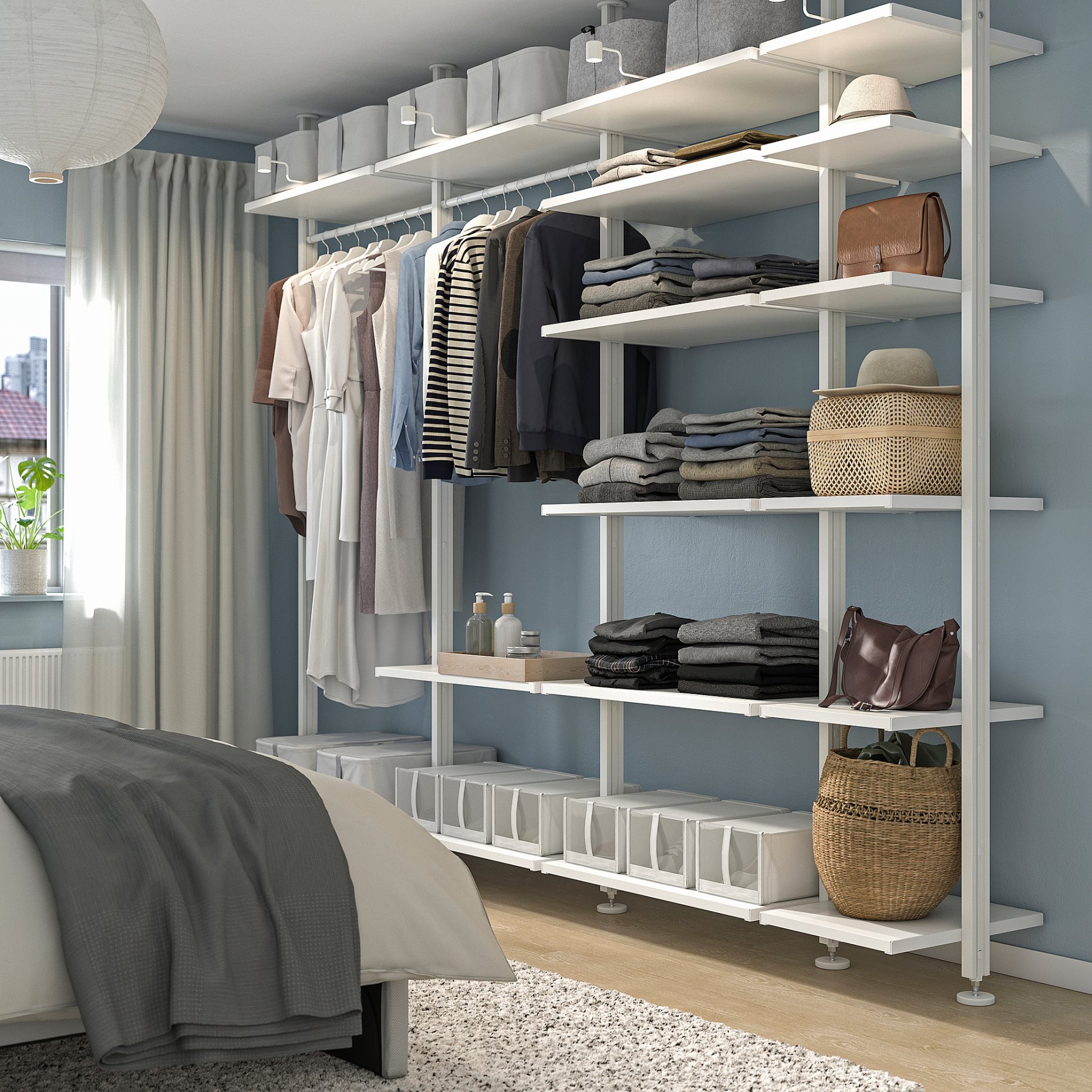 ELVARLI, wardrobe combination, 303X51X222-350 cm, 793.930.71