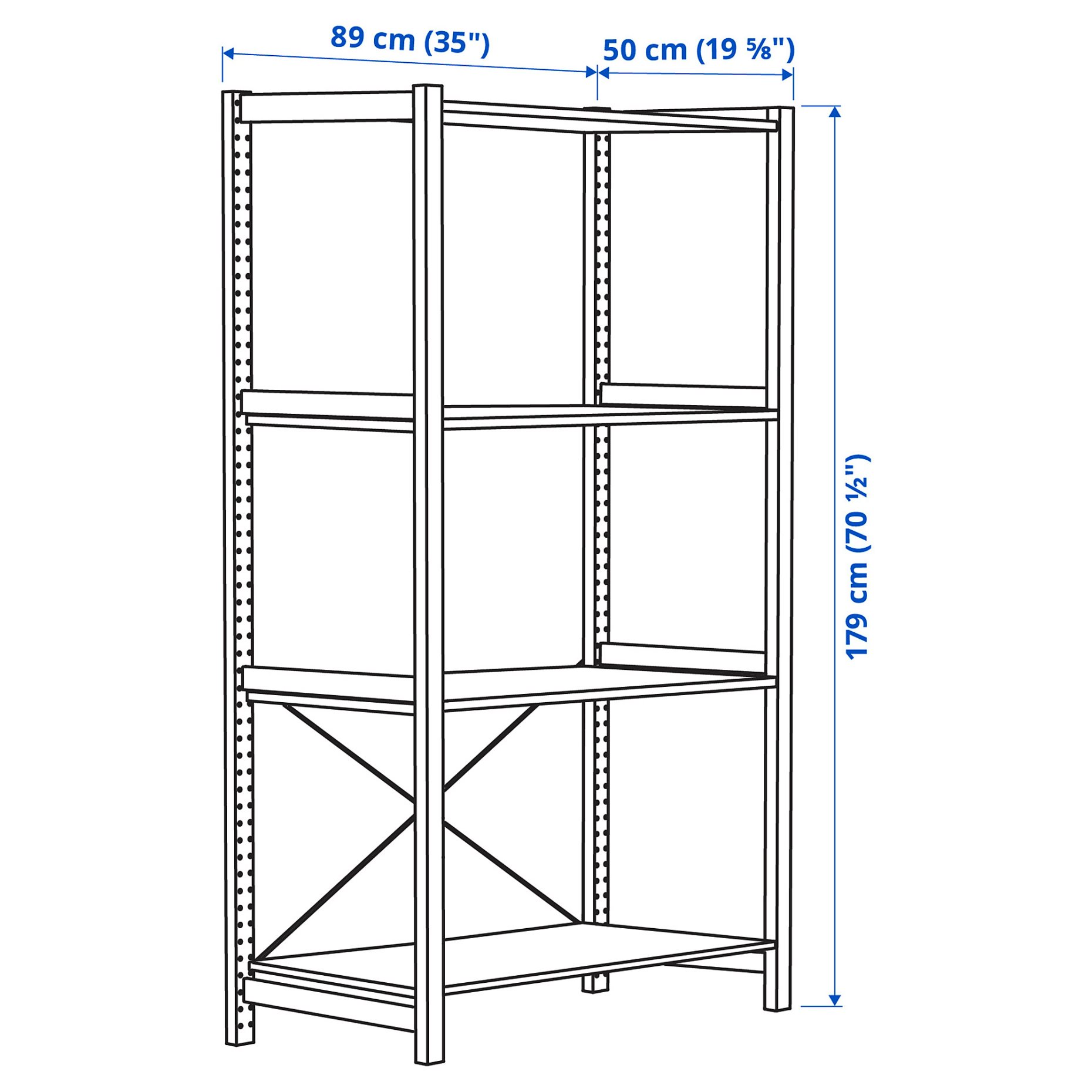 IVAR, 1 section/shelves, 89x50x179 cm, 794.070.54