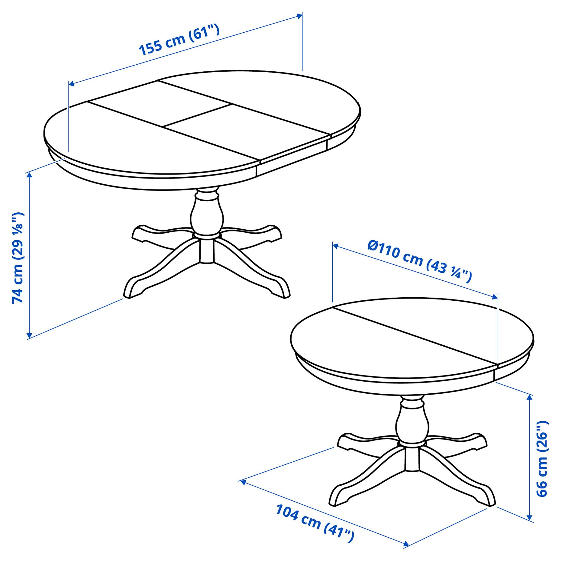 INGATORP/BERGMUND, τραπέζι και 4 καρέκλες, 110/155 cm, 794.289.52