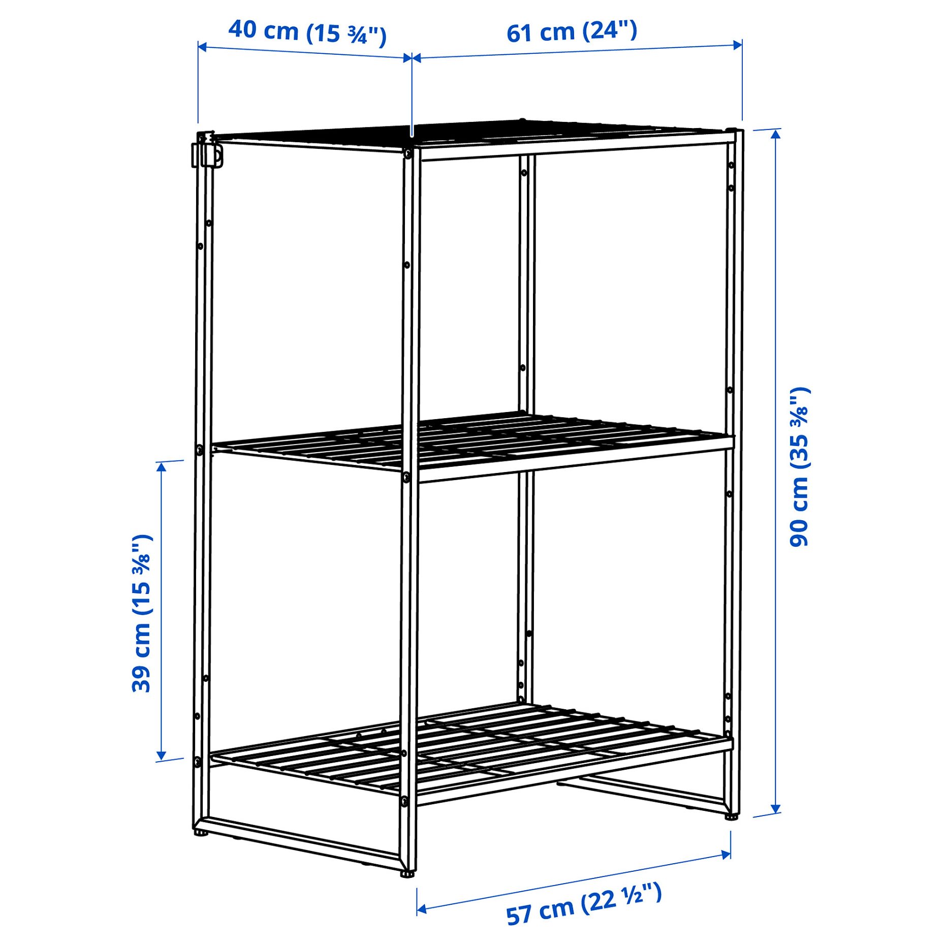 JOSTEIN, shelving unit/in/outdoor/wire, 61x40x90 cm, 794.369.28
