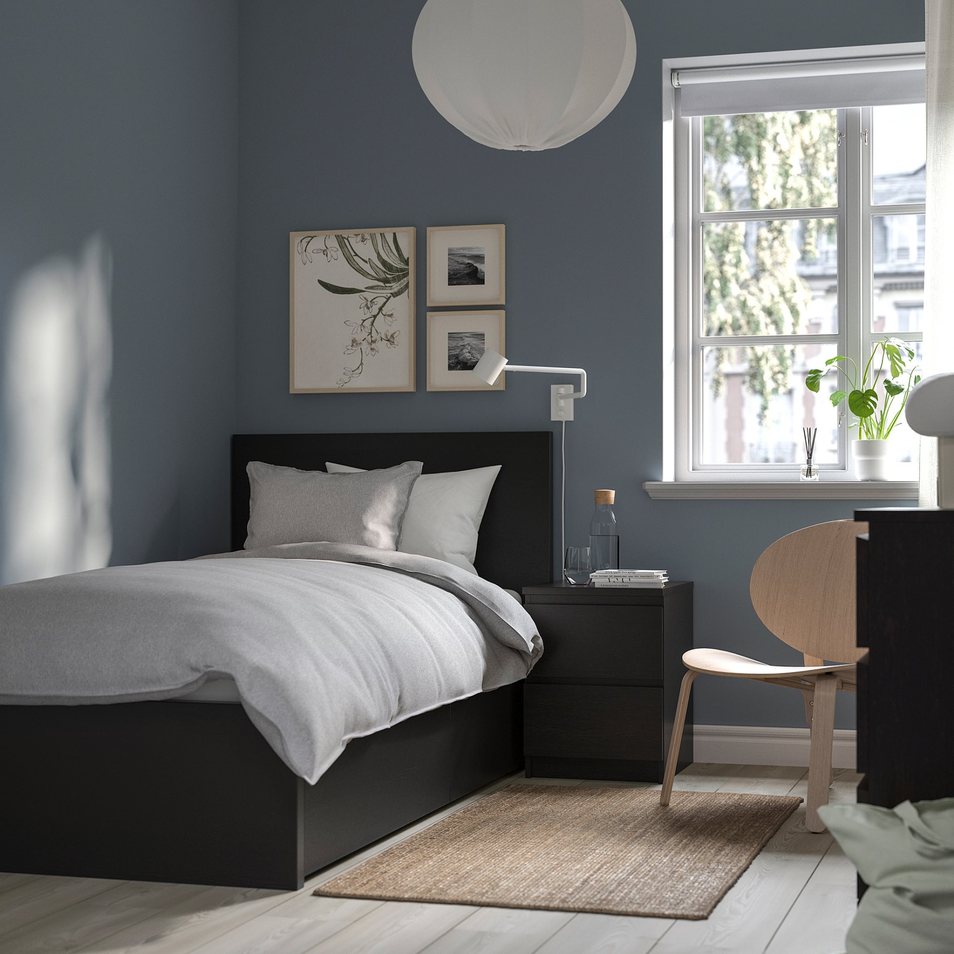 MALM, bed frame/high with 2 storage boxes, 90X200 cm, 794.949.75