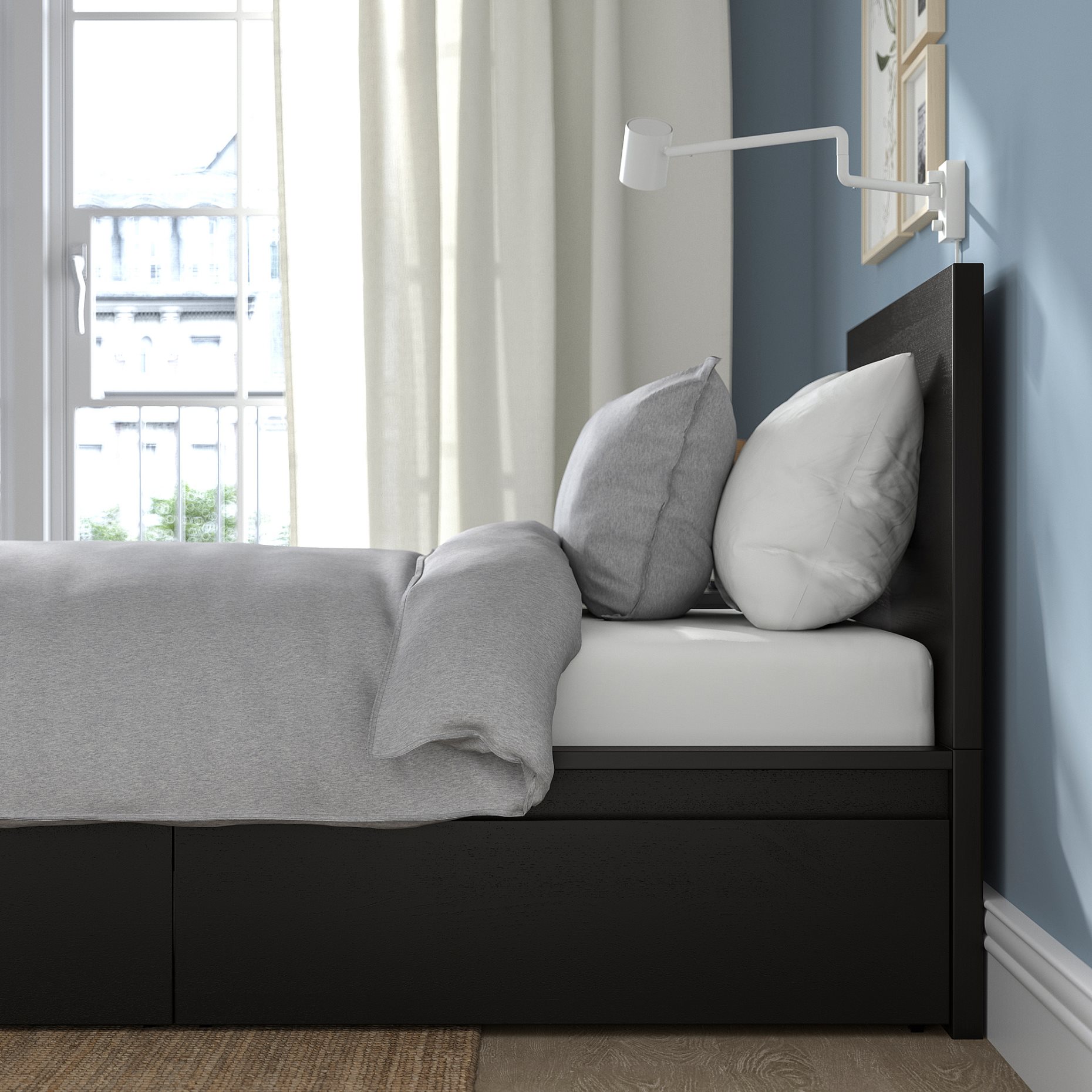 MALM, bed frame/high with 2 storage boxes, 90X200 cm, 794.949.75
