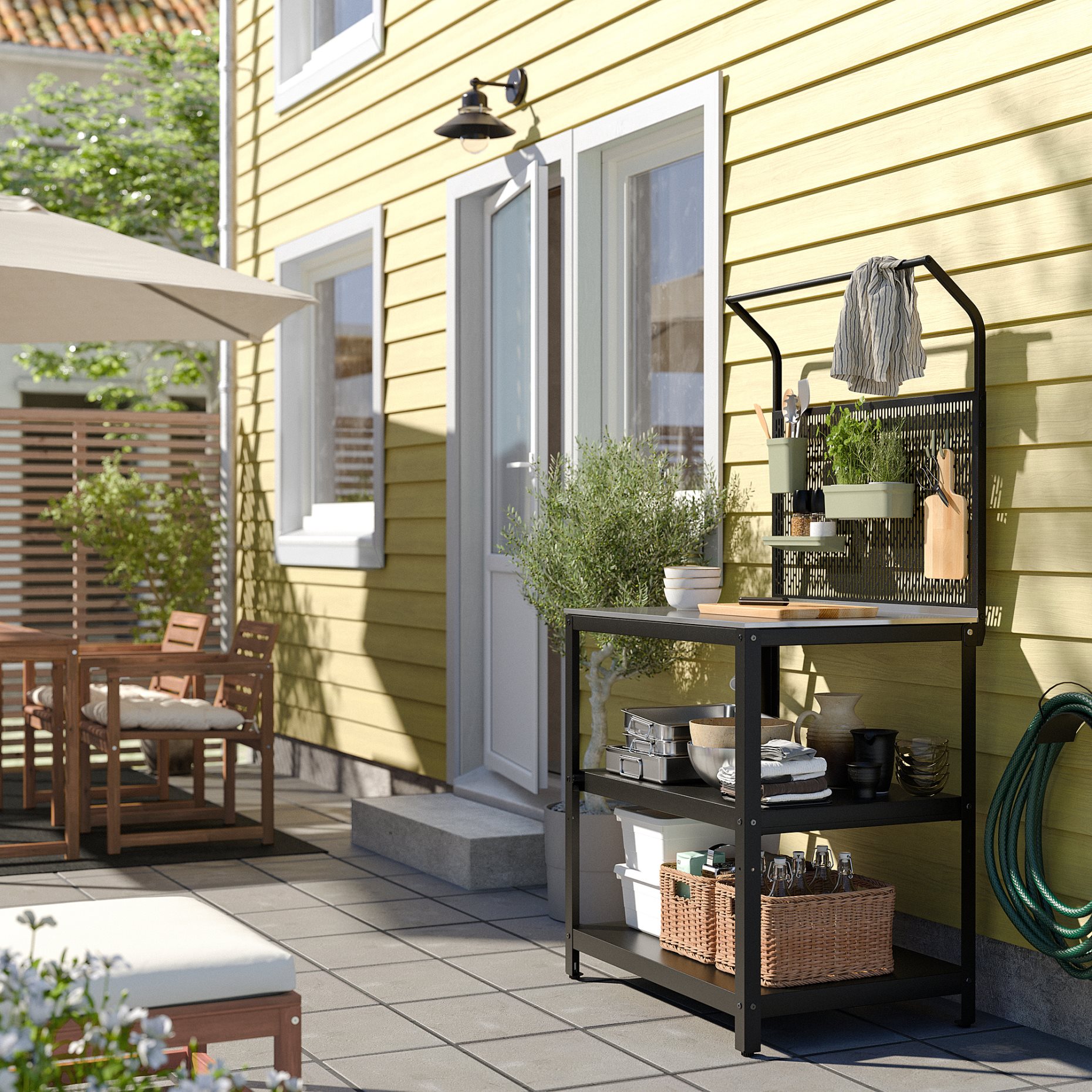 GRILLSKÄR, νησίδα κουζίνας με πίσω επιφάνεια/εξωτερικού χώρου, 86x61x176 cm, 794.952.44