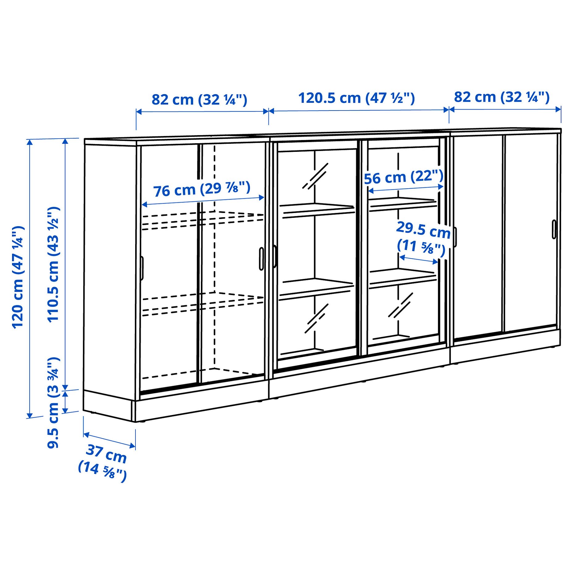 TONSTAD, storage combination with sliding doors, 284x120 cm, 795.150.58