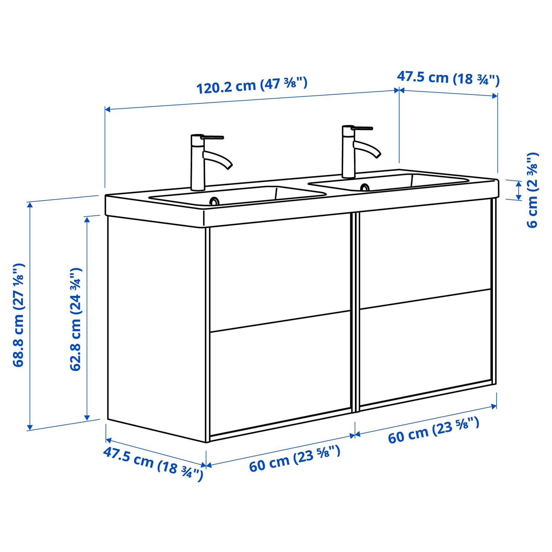 ANGSJON/BACKSJON, wash-stand/wash-basin/taps, 122x49x69 cm, 795.285.36
