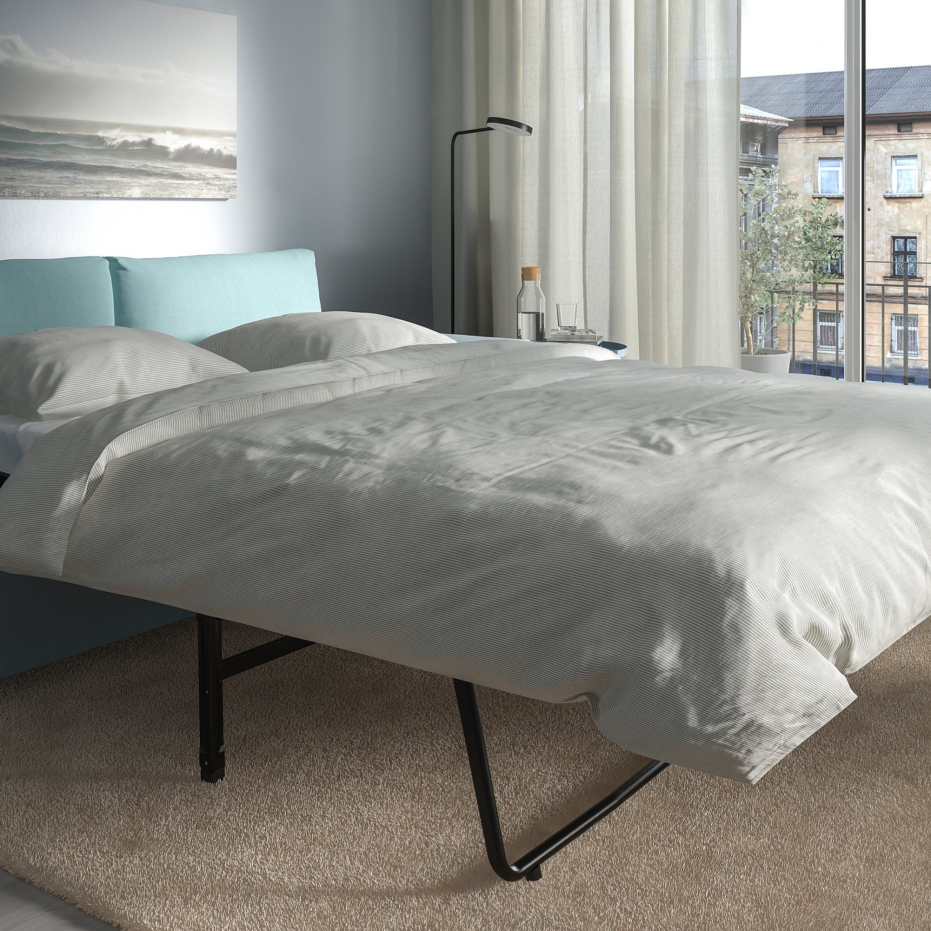VIMLE, γωνιακός καναπές-κρεβάτι με πλατιά μπράτσα, 5 θέσεων με σεζλόνγκ, 795.371.83