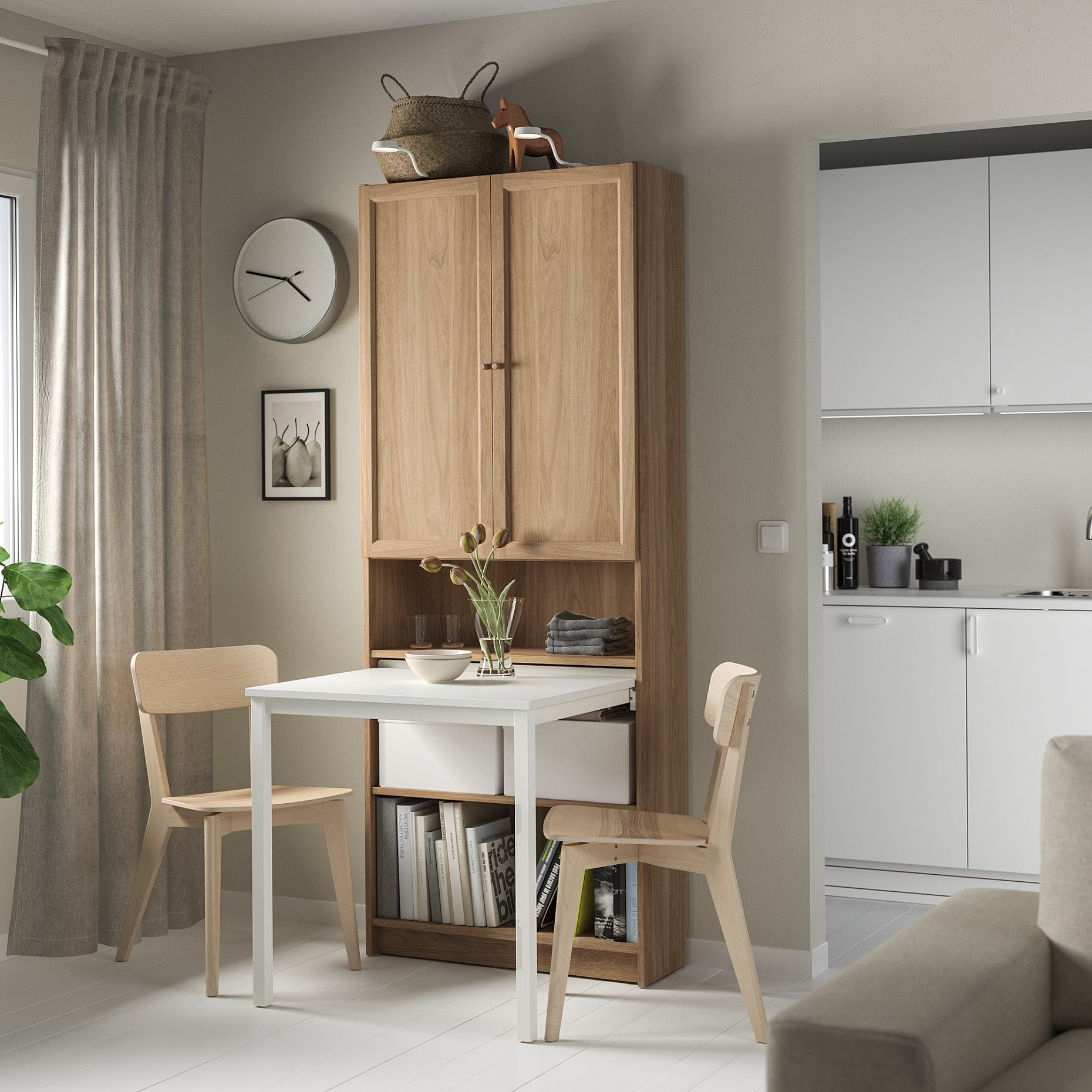 BILLY, bookcase with desk, 80x202 cm, 795.639.40