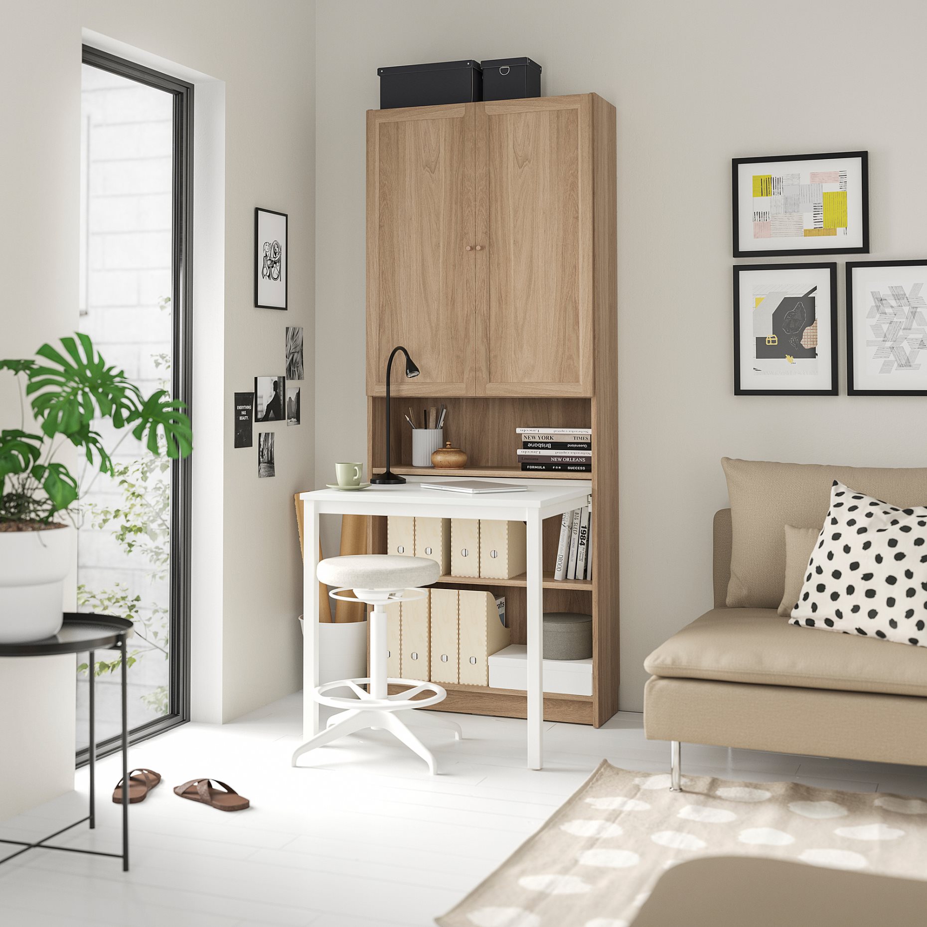 BILLY, bookcase with desk, 80x202 cm, 795.639.40