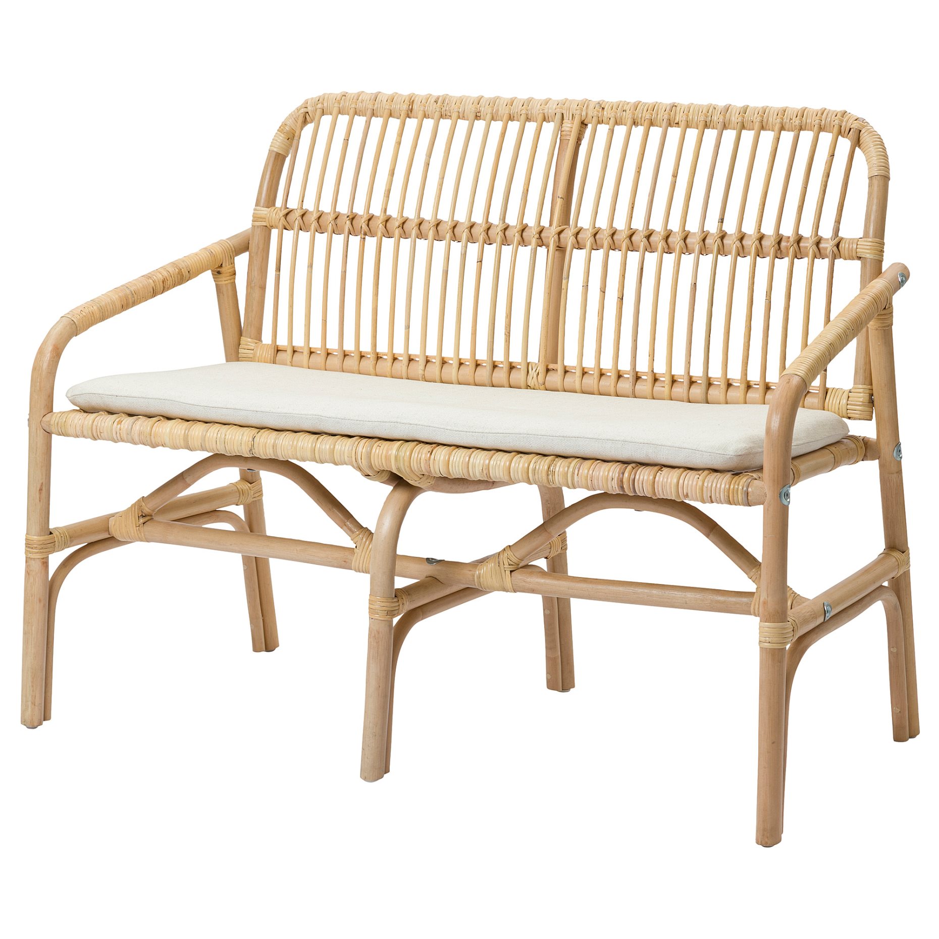 SALNO/GRYTTOM, bench with pad/rattan, 795.646.09