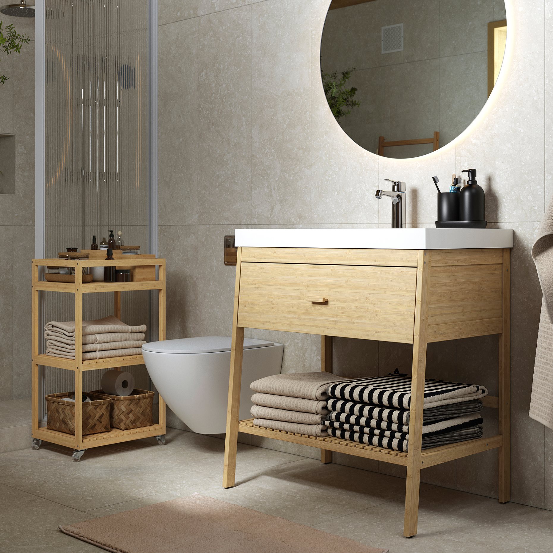 RÅGRUND/BACKSJÖ, open wash-stand with drawer/wash-basin/tap, 80x48x89 cm, 795.998.83