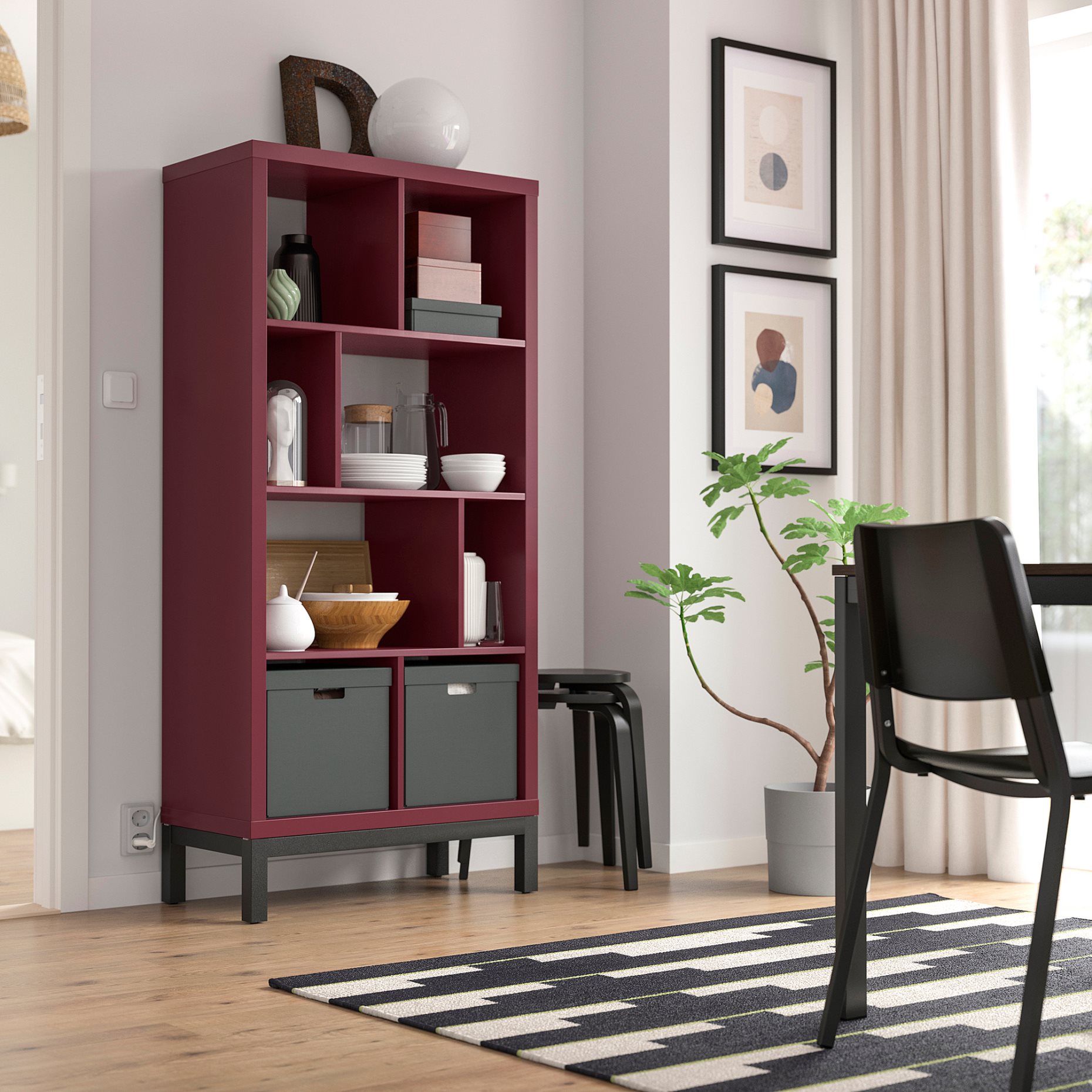 KALLAX, shelving unit with underframe, 77x39x164 cm, 796.075.57
