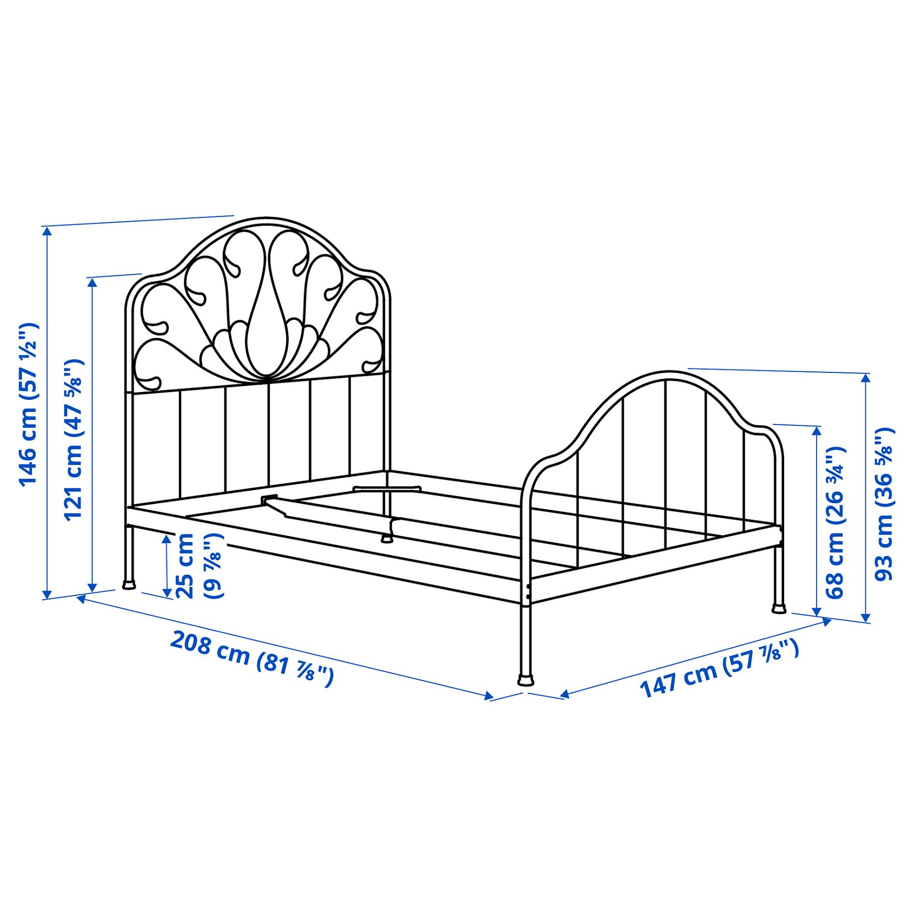 MELLGRUND, bed frame, 140x200 cm, 796.133.94