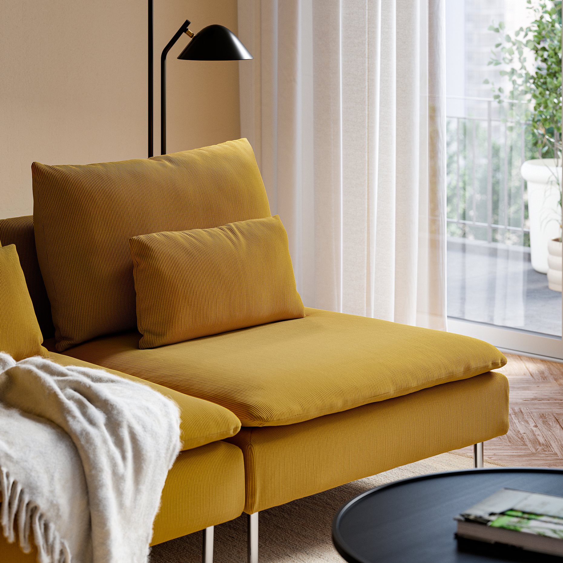 SÖDERHAMN, 3-seat sofa with open end, 796.221.00