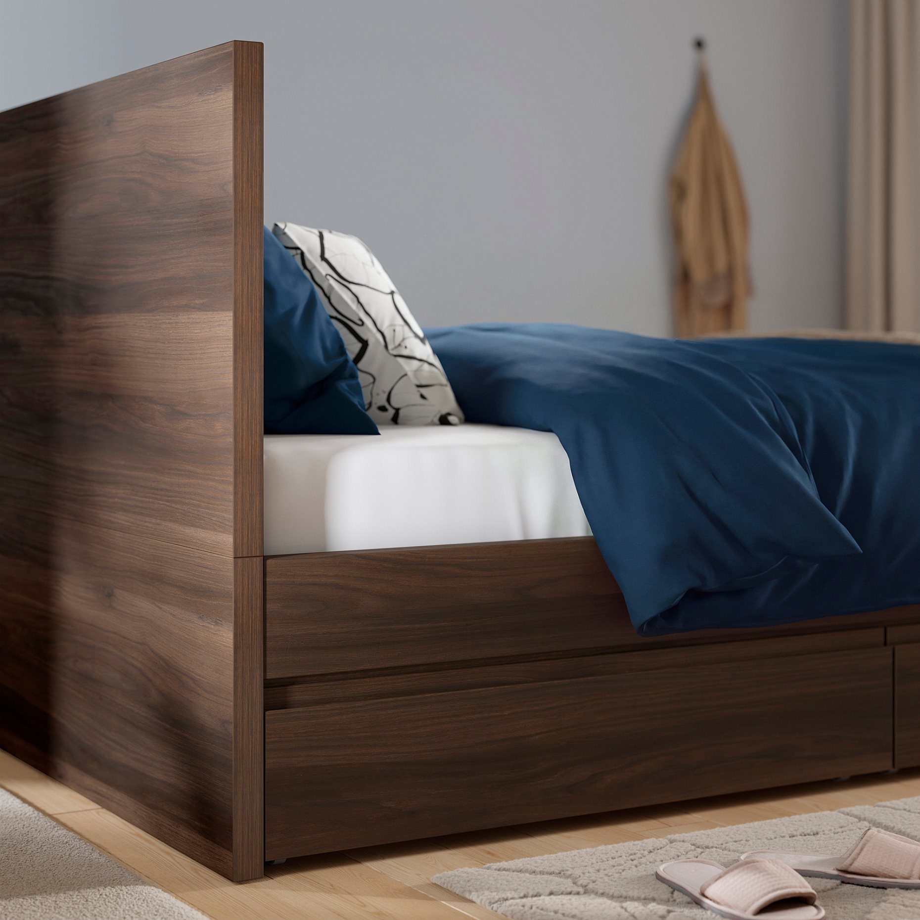 STORKLINTA, bed frame with 2 storage boxes, 160x200 cm, 796.308.69