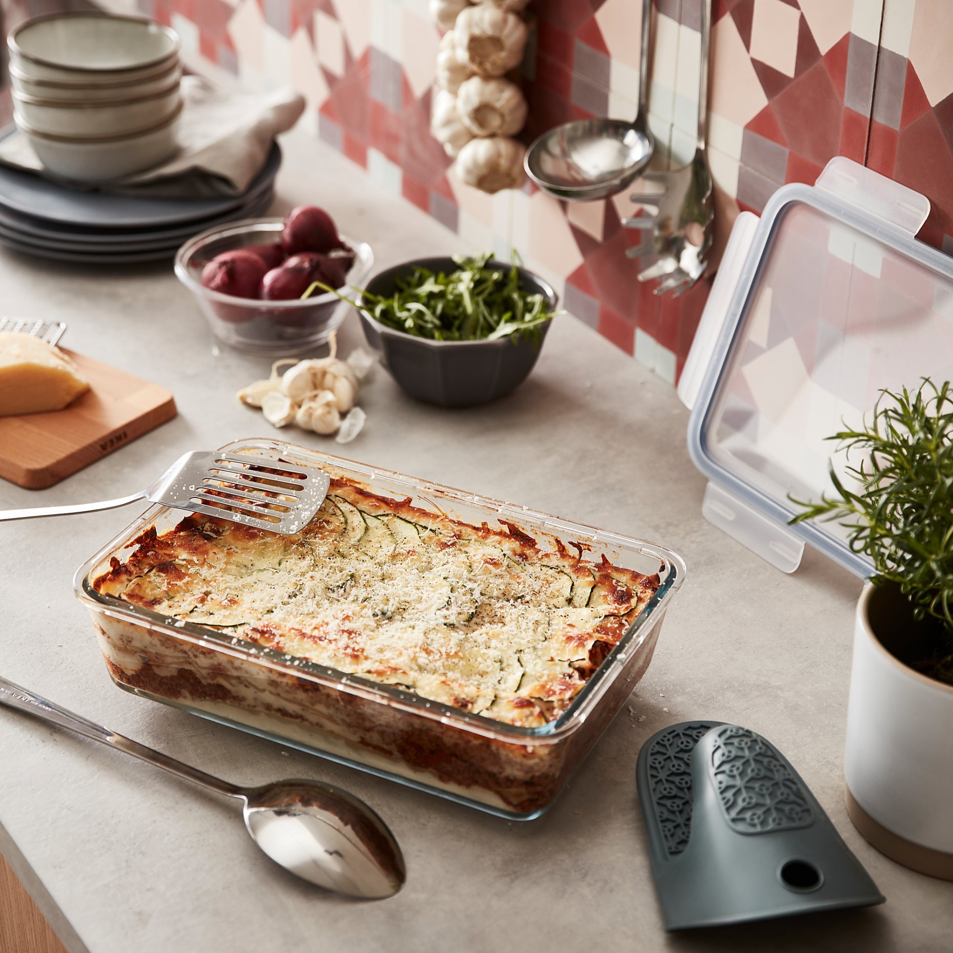 IKEA 365+, δοχείο αποθήκευσης τροφίμων μεγάλο ορθογώνιο/γυαλί, 3.1 l, 803.931.31